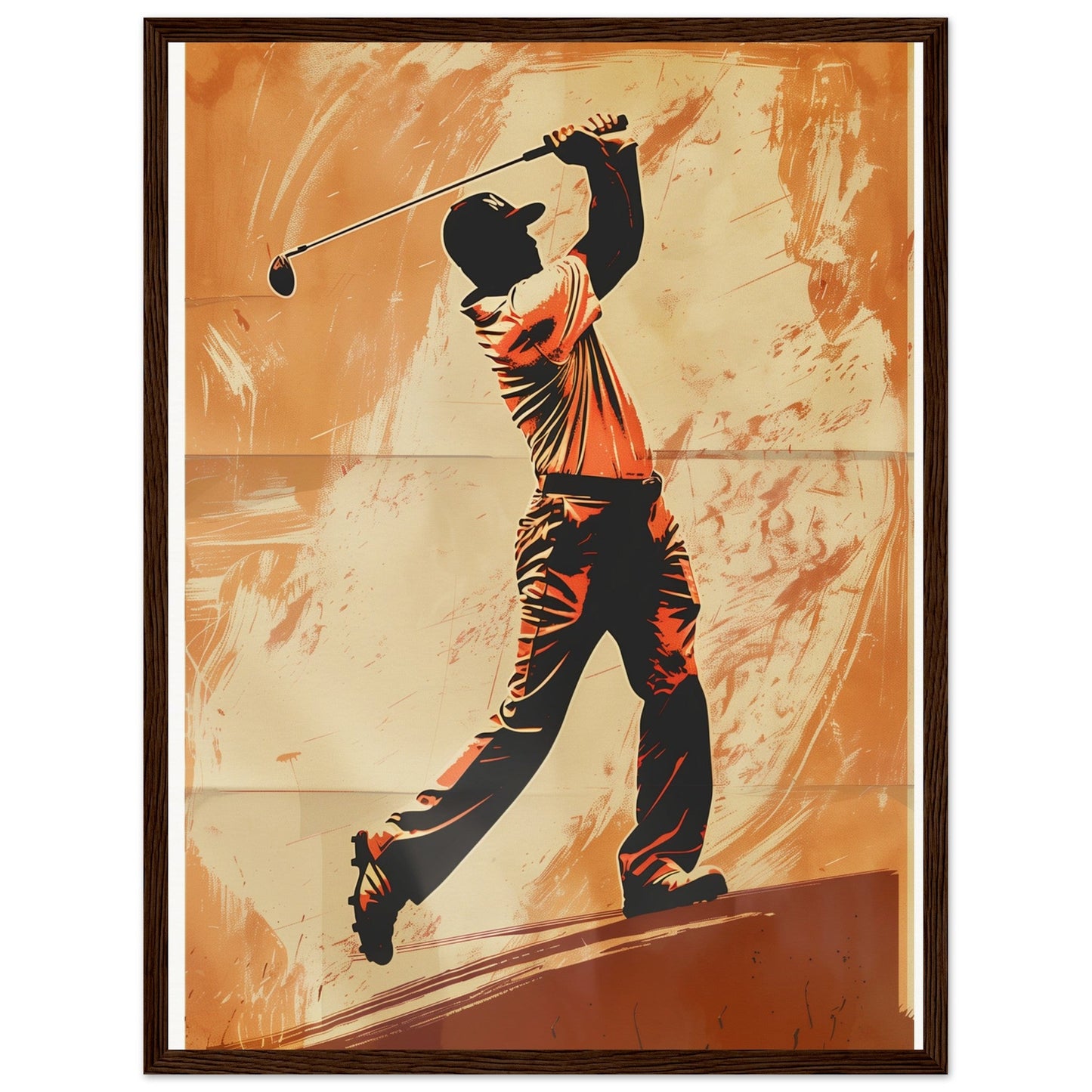 Affiche Vintage Golf ( 45x60-cm-Bois-foncé)