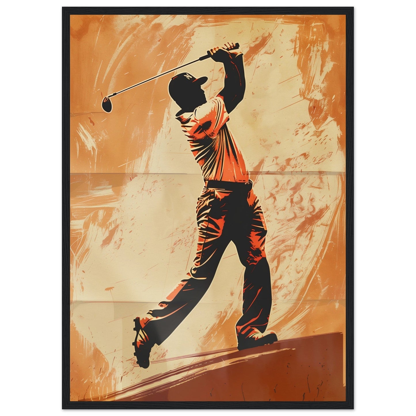 Affiche Vintage Golf ( 50x70-cm-Bois-noir)