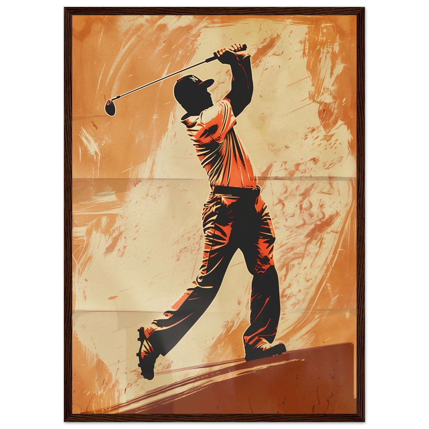 Affiche Vintage Golf ( 50x70-cm-Bois-foncé)