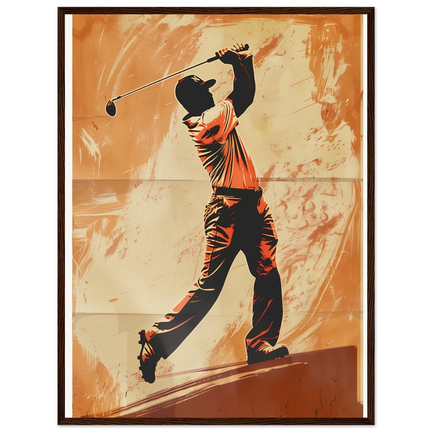 Affiche Vintage Golf ( 60x80-cm-Bois-foncé)