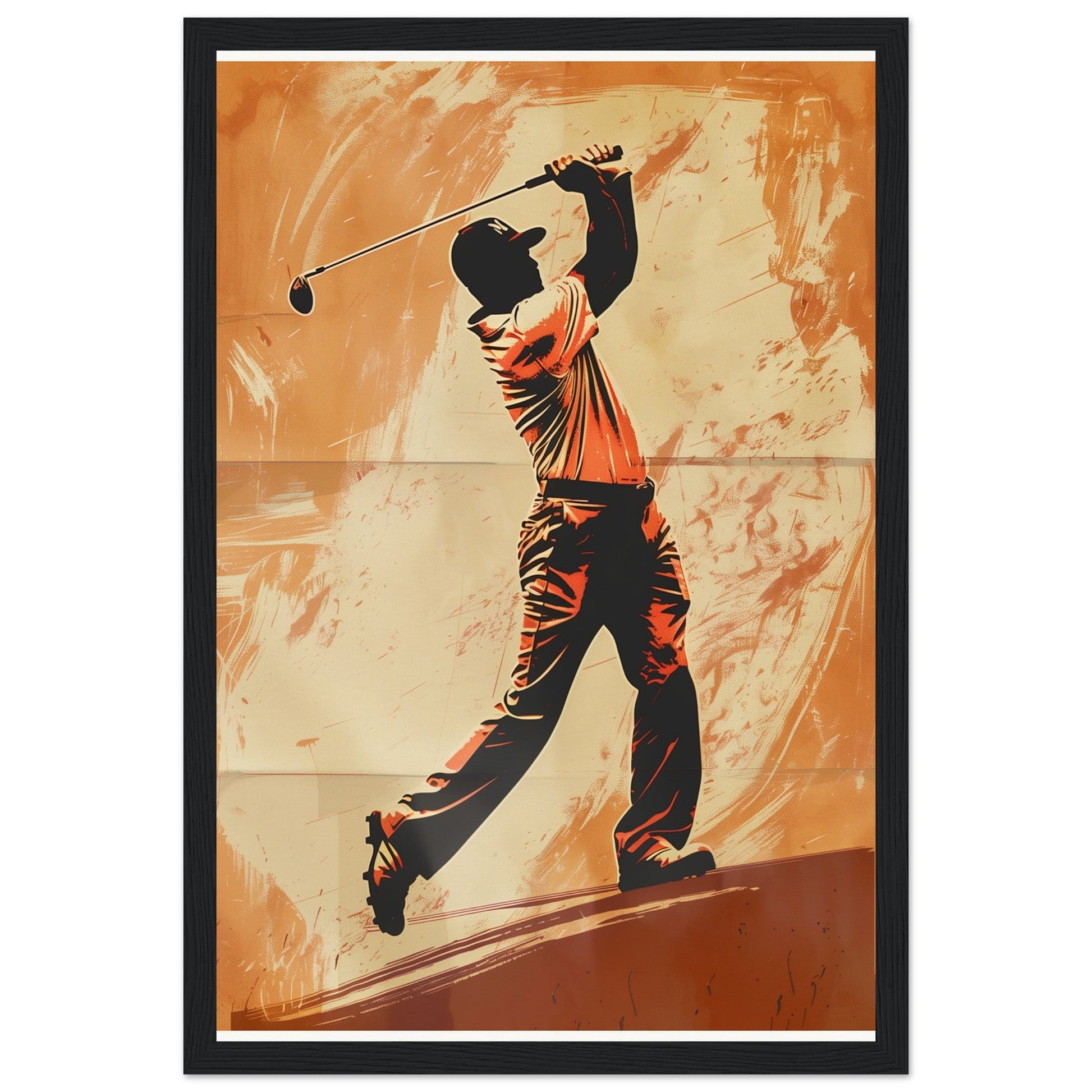 Affiche Vintage Golf ( 30x45-cm-Bois-noir)