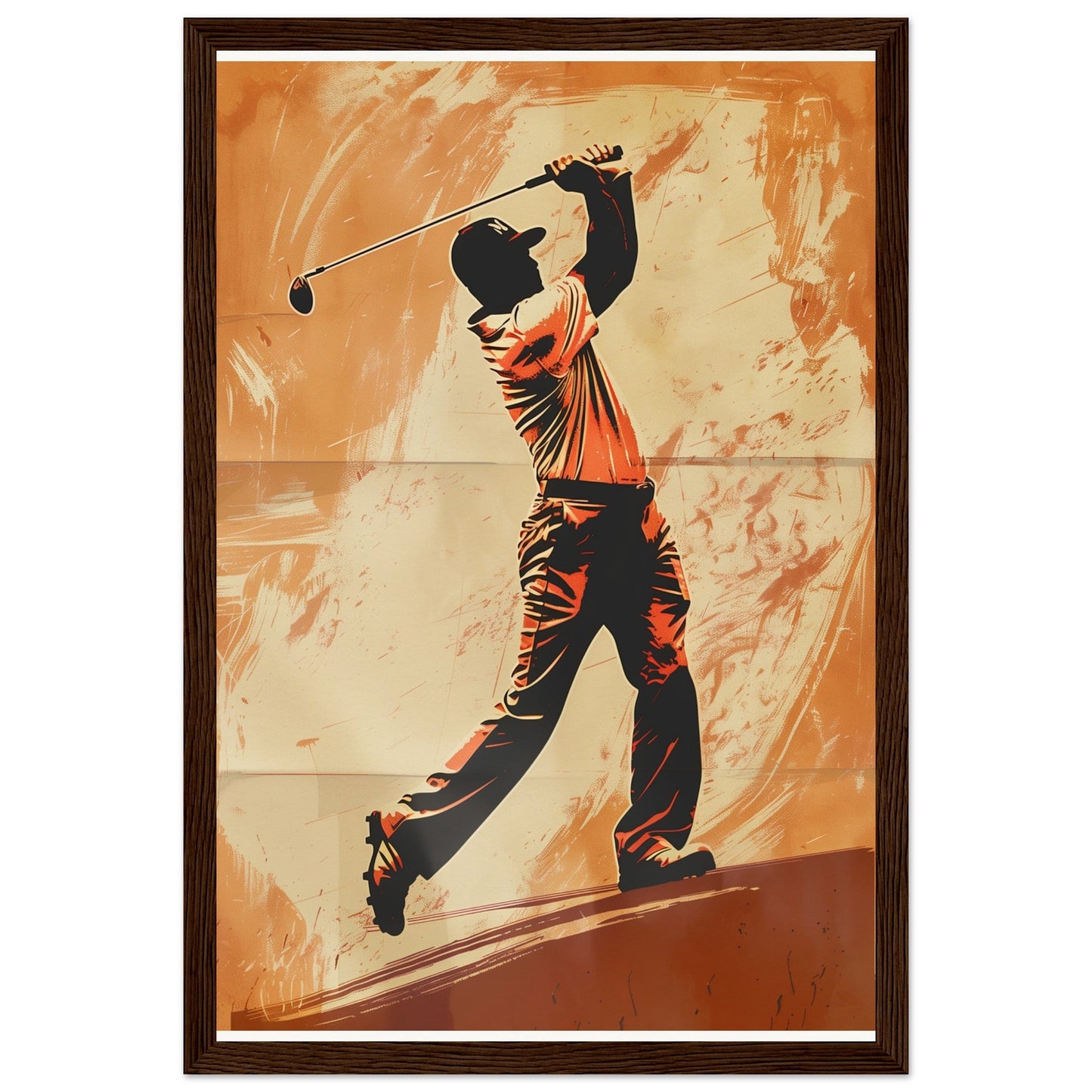 Affiche Vintage Golf ( 30x45-cm-Bois-foncé)