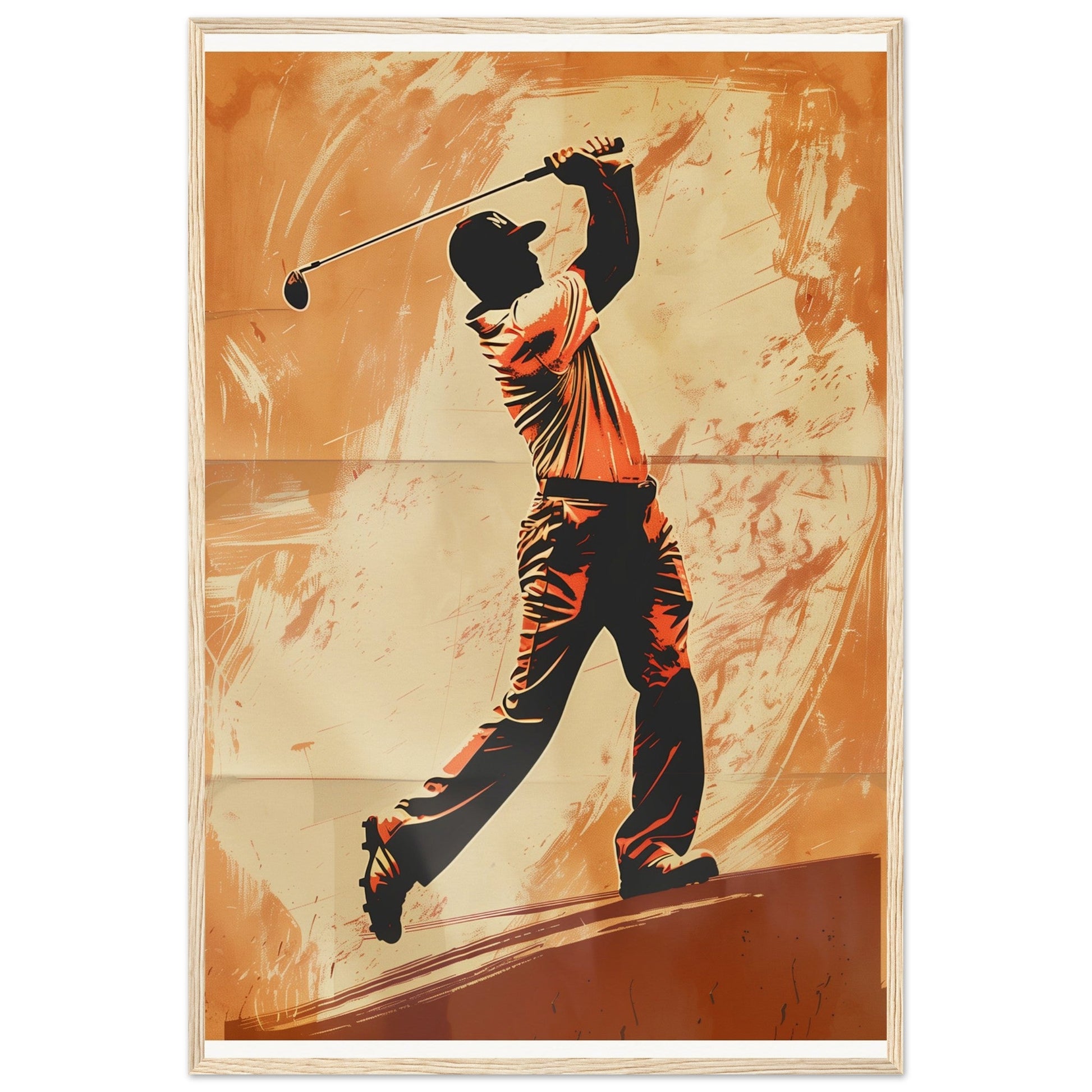 Affiche Vintage Golf ( 60x90-cm-Bois-clair)