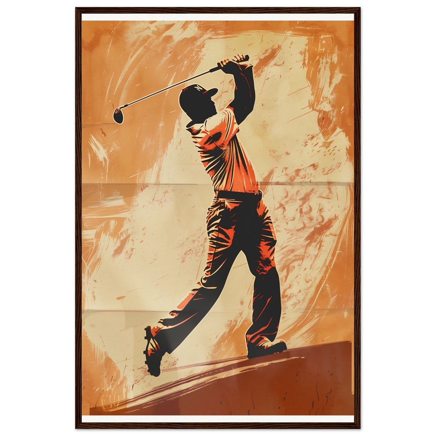 Affiche Vintage Golf ( 60x90-cm-Bois-foncé)