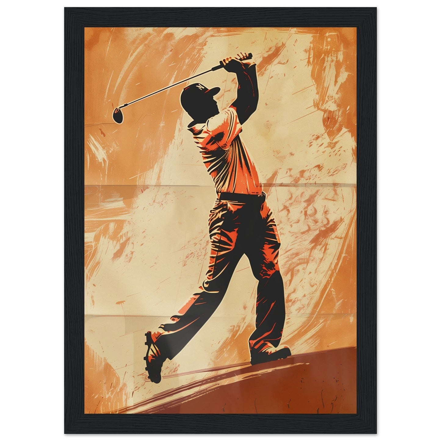 Affiche Vintage Golf ( 21x29.7-cm-Bois-noir)