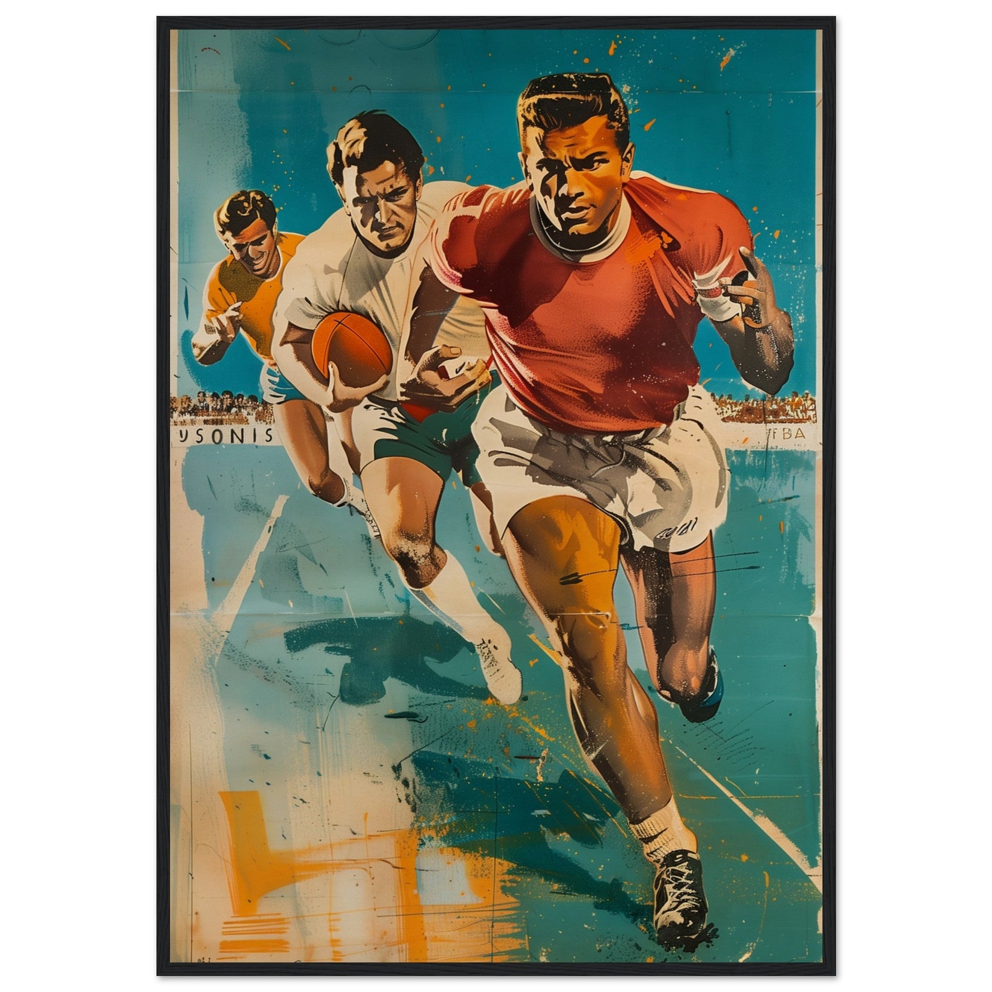 Affiche Vintage Sport ( 70x100-cm-Bois-noir)