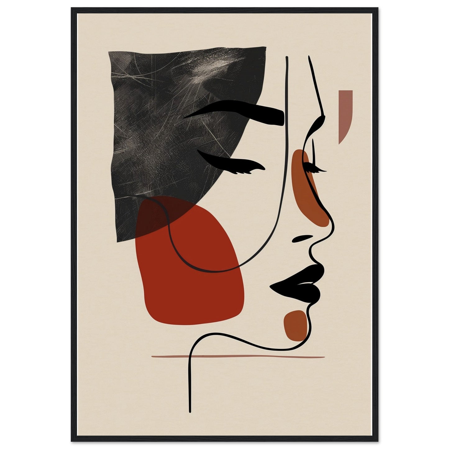 Affiche Visage Abstrait ( 70x100-cm-Bois-noir)