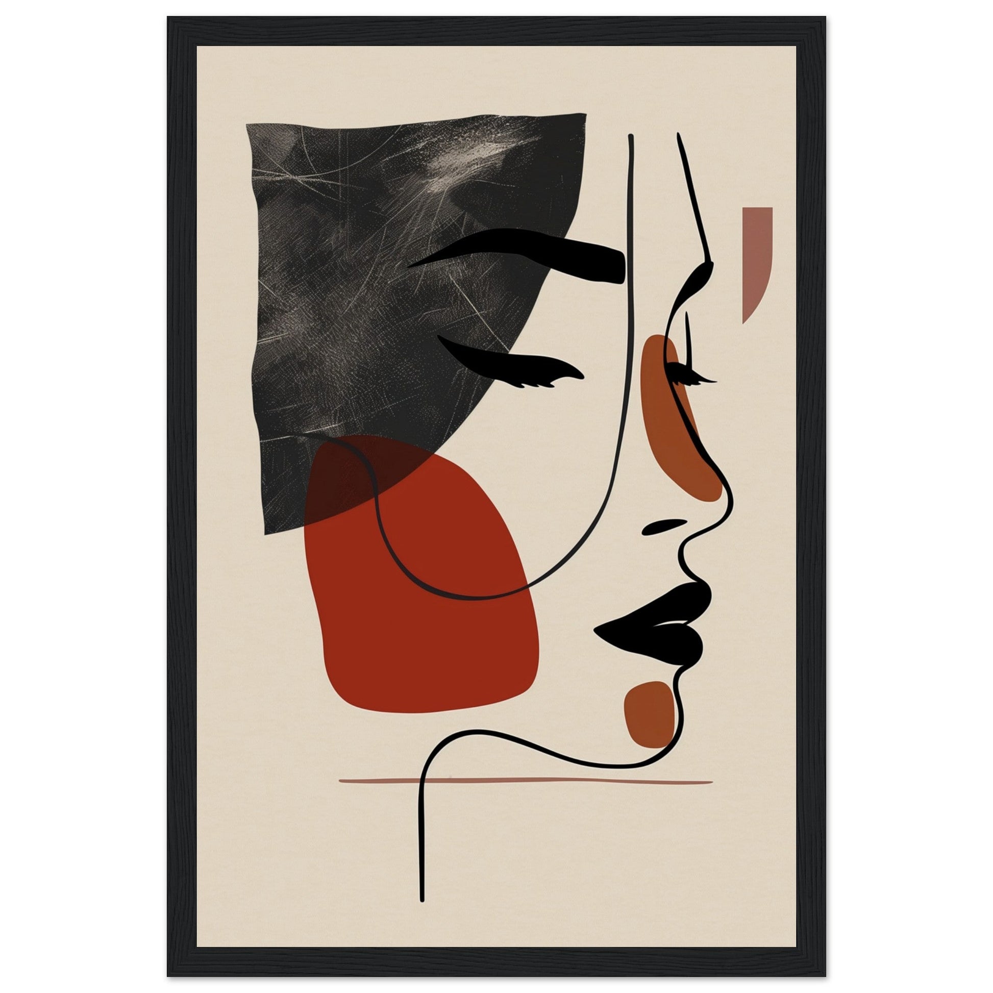 Affiche Visage Abstrait ( 30x45-cm-Bois-noir)