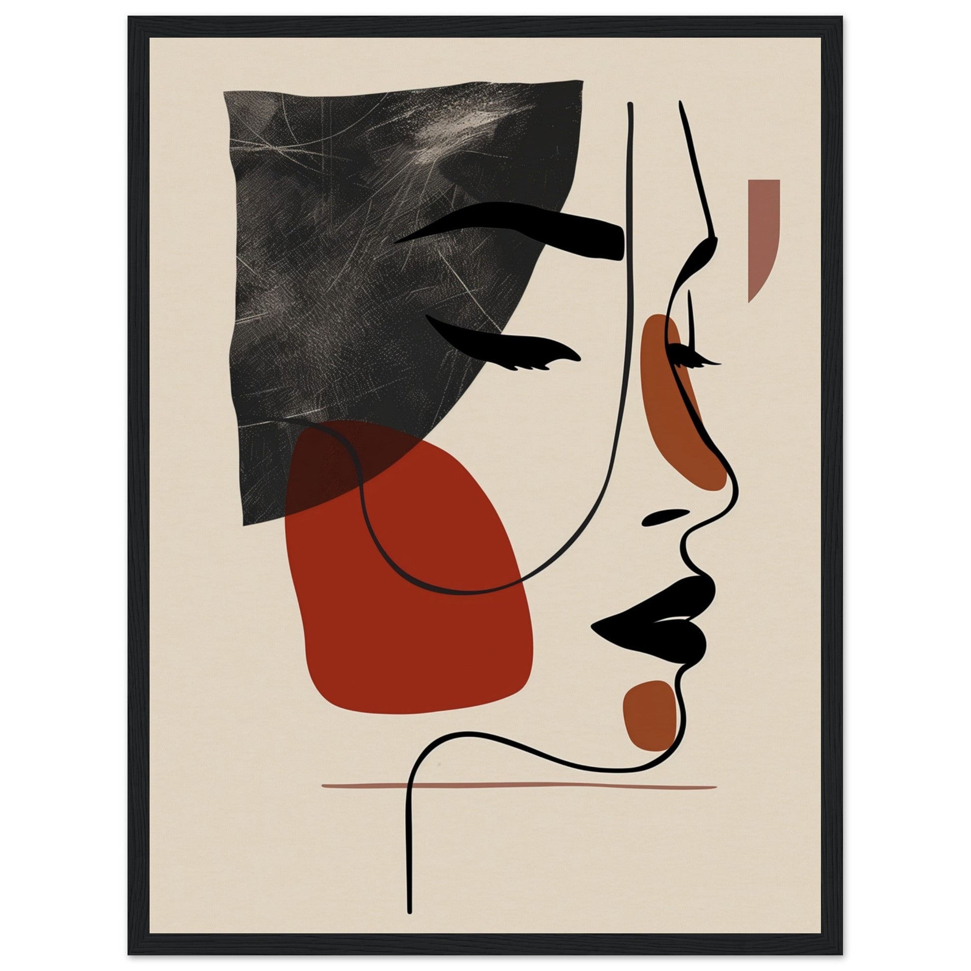 Affiche Visage Abstrait ( 45x60-cm-Bois-noir)