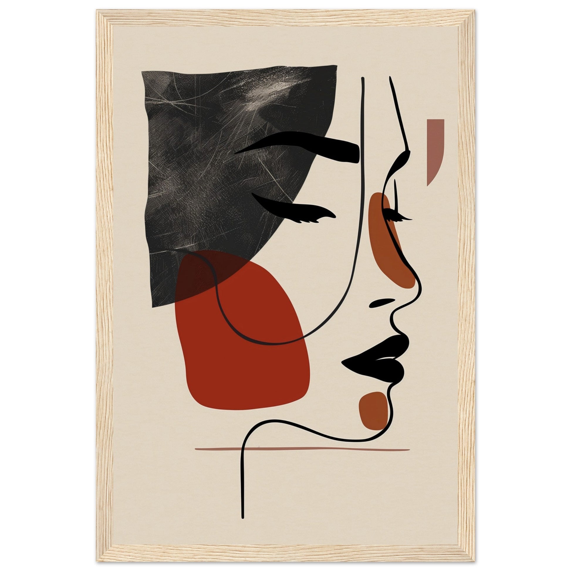 Affiche Visage Abstrait ( 30x45-cm-Bois-clair)