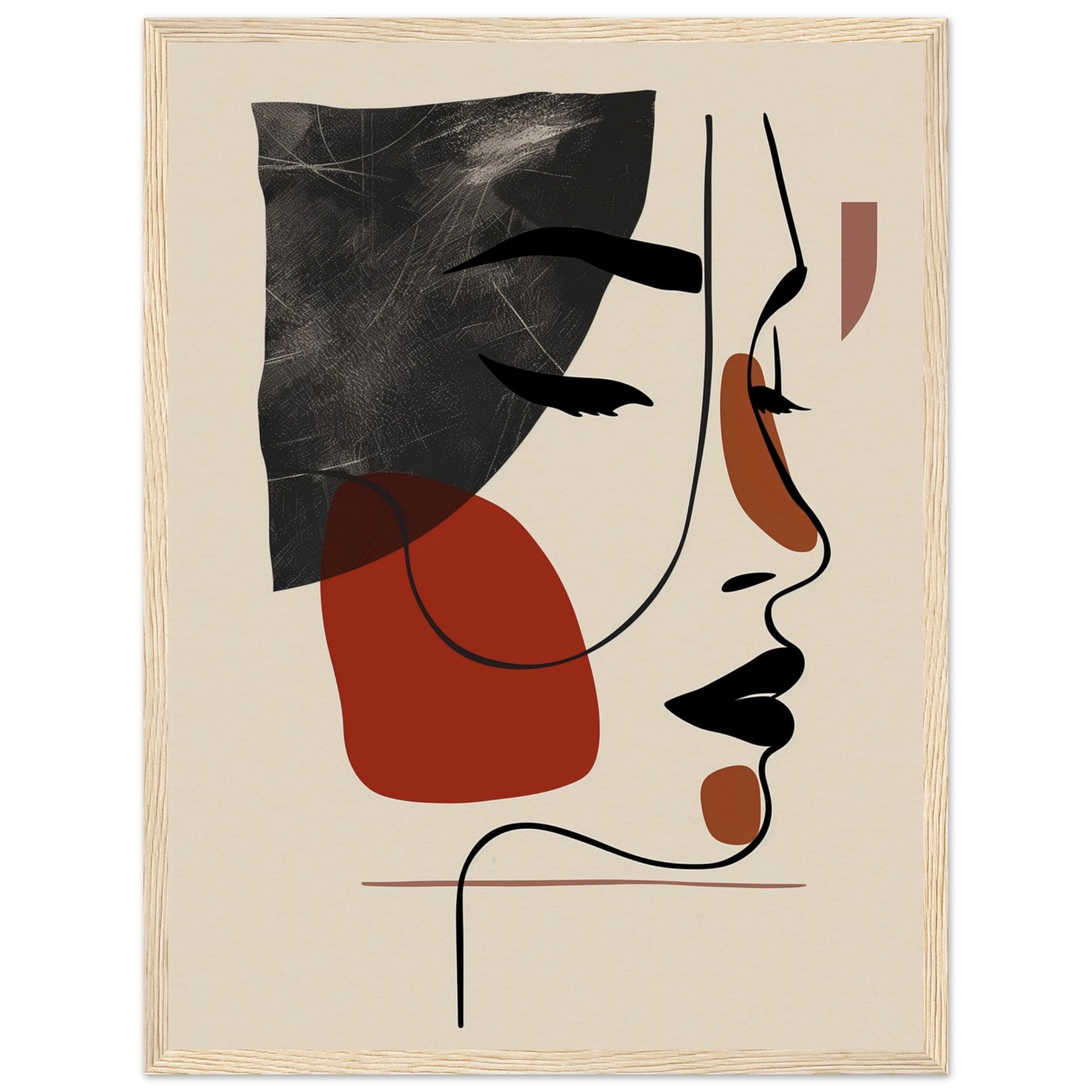 Affiche Visage Abstrait ( 45x60-cm-Bois-clair)