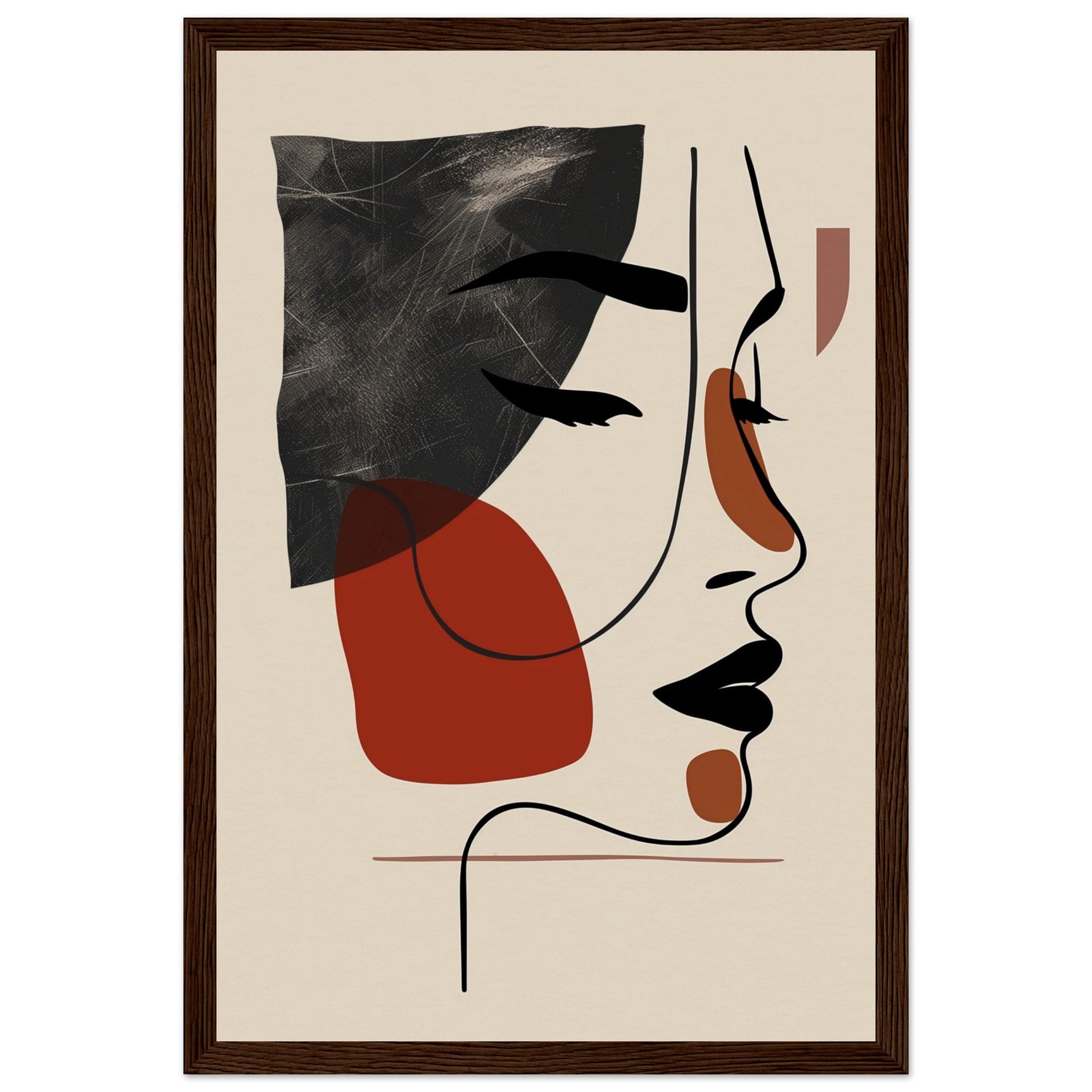 Affiche Visage Abstrait ( 30x45-cm-Bois-foncé)