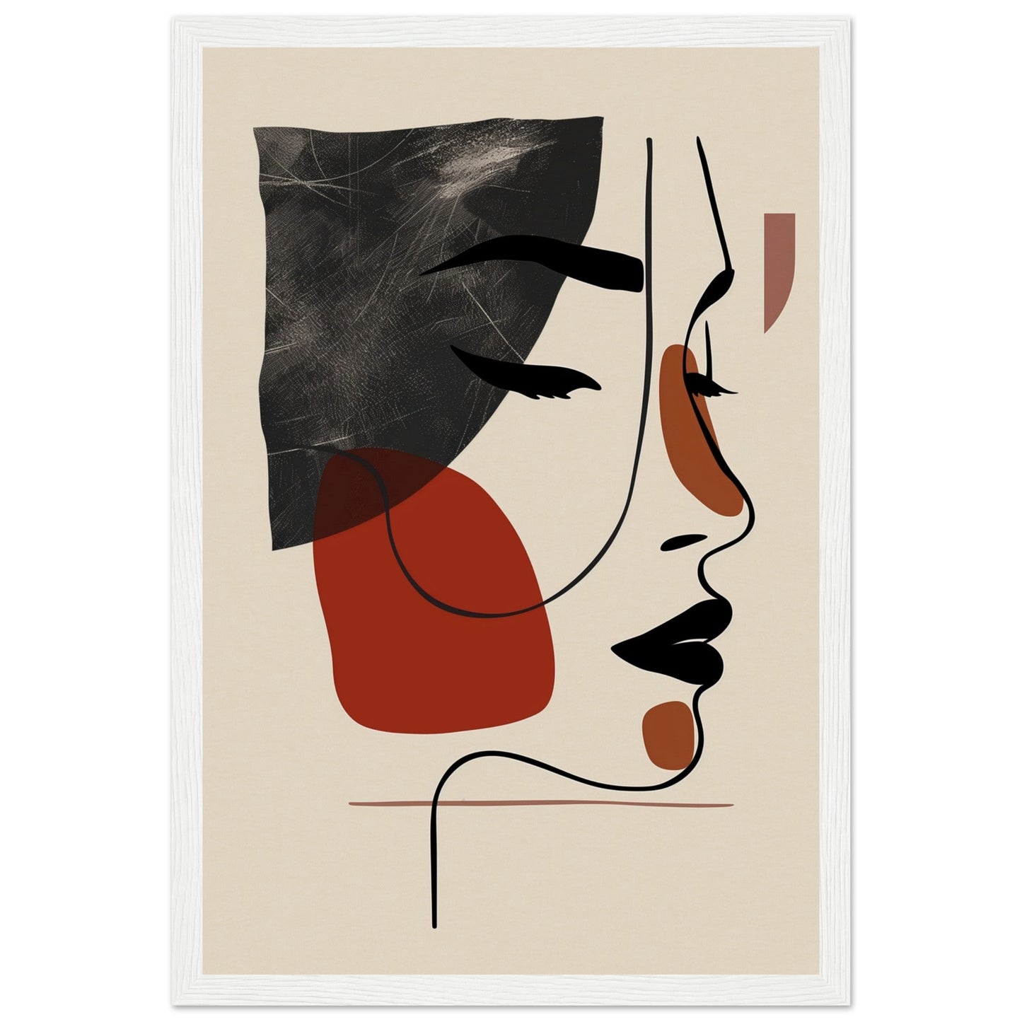 Affiche Visage Abstrait ( 30x45-cm-Bois-blanc)