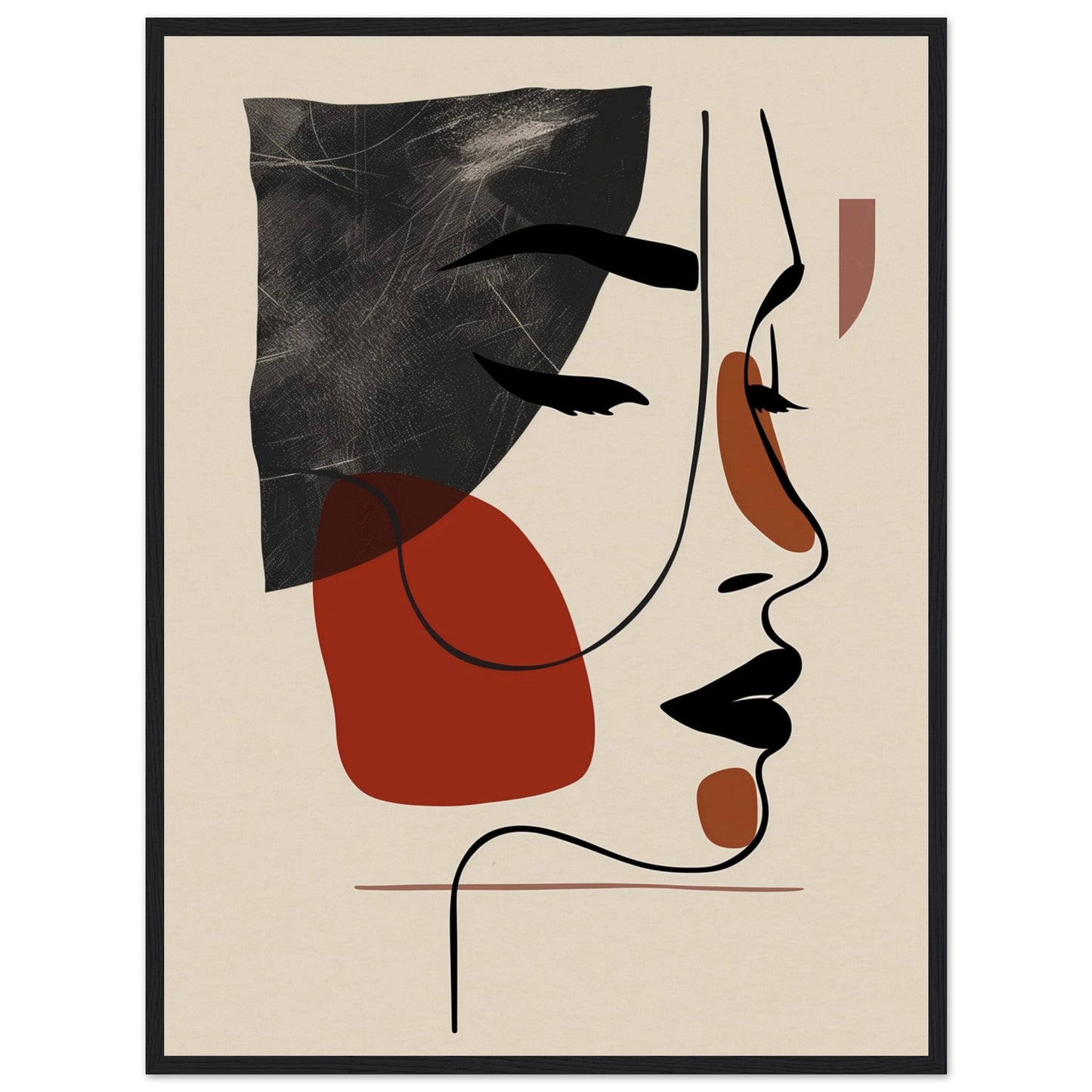 Affiche Visage Abstrait ( 60x80-cm-Bois-noir)