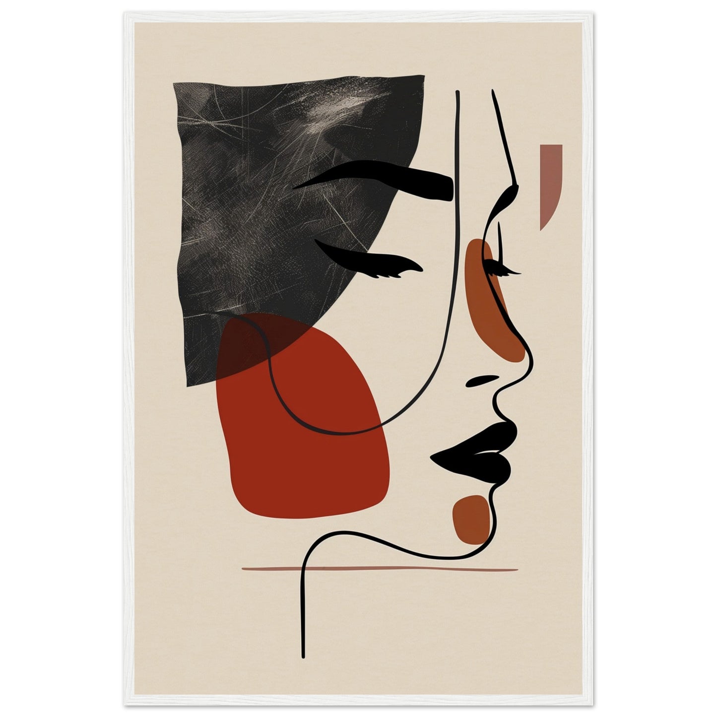 Affiche Visage Abstrait ( 60x90-cm-Bois-blanc)