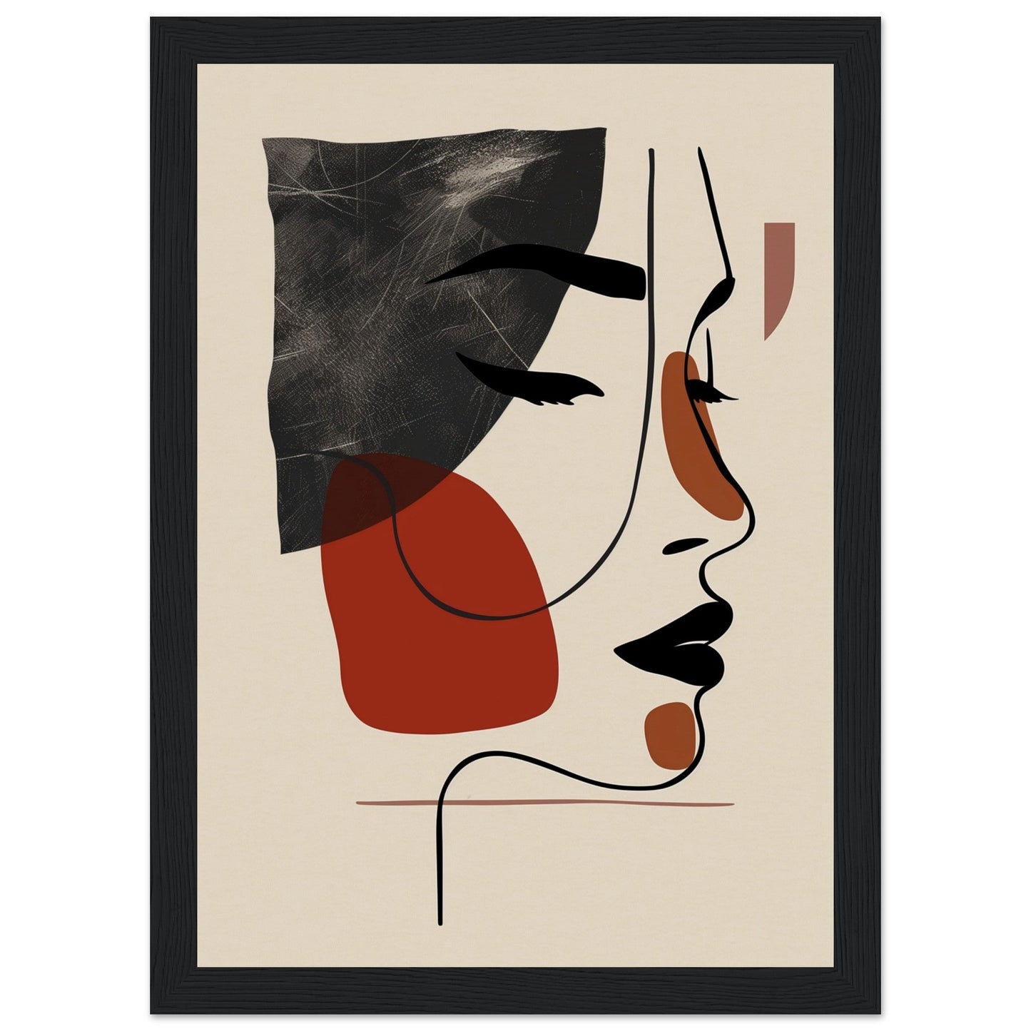 Affiche Visage Abstrait ( 21x29.7-cm-Bois-noir)