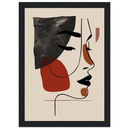 Affiche Visage Abstrait ( 21x29.7-cm-Bois-noir)