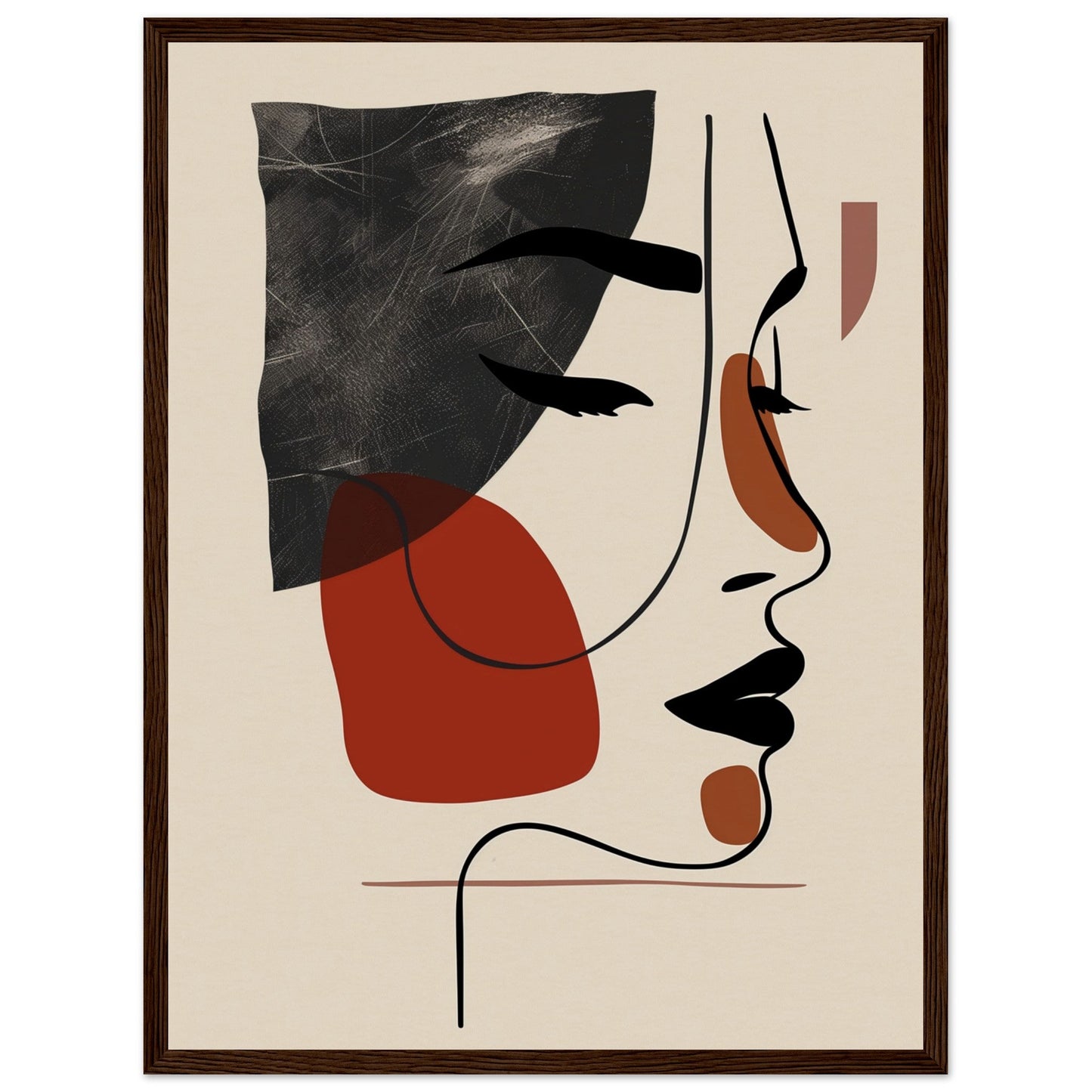 Affiche Visage Abstrait ( 45x60-cm-Bois-foncé)