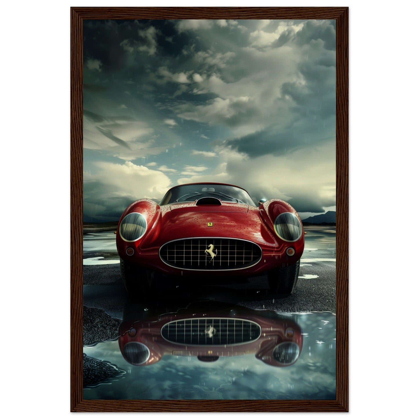 Affiche Voiture 1950 ( 30x45-cm-Bois-foncé)