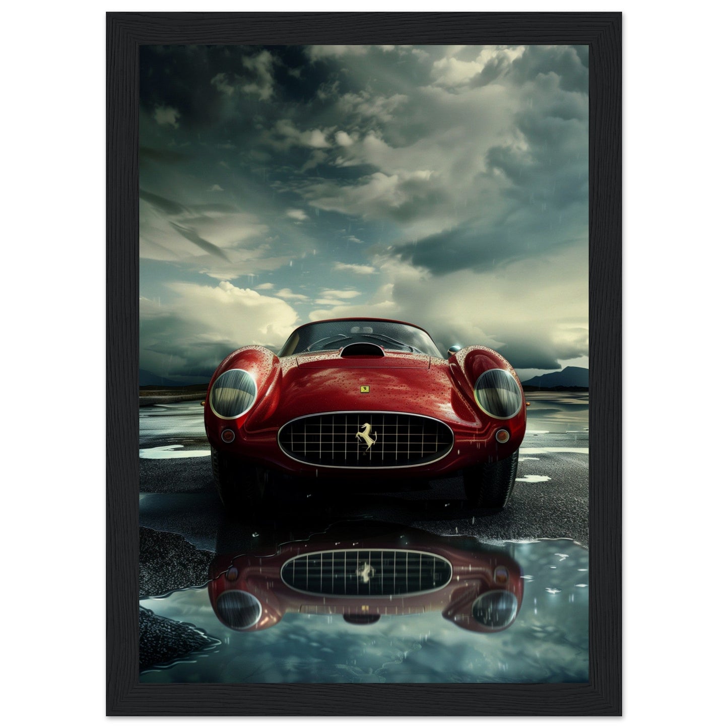 Affiche Voiture 1950 ( 21x29.7-cm-Bois-noir)