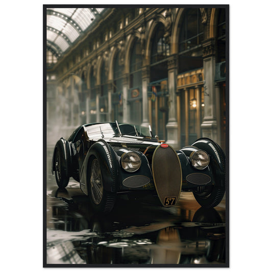 Affiche Voiture Ancienne ( 70x100-cm-Bois-noir)