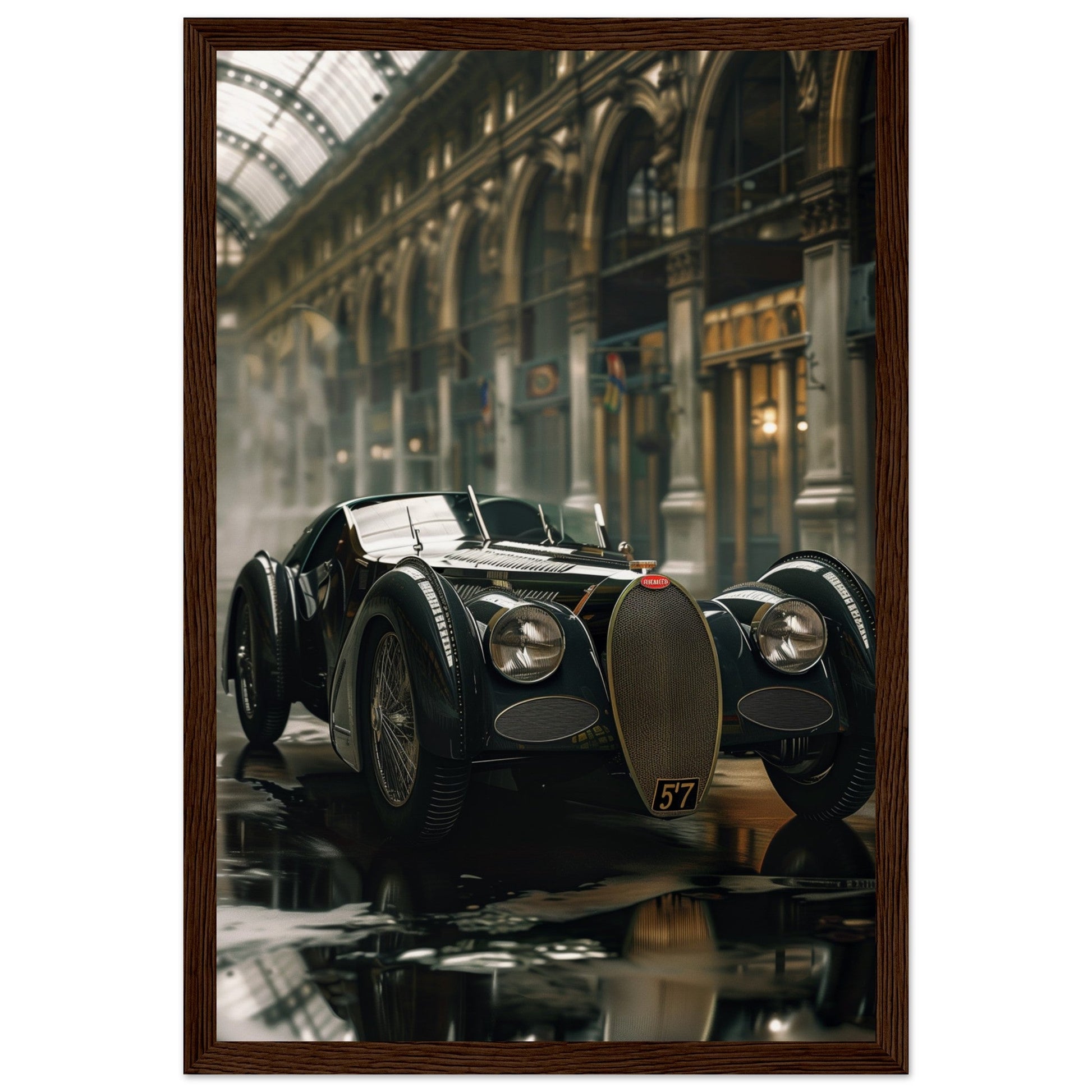 Affiche Voiture Ancienne ( 30x45-cm-Bois-foncé)