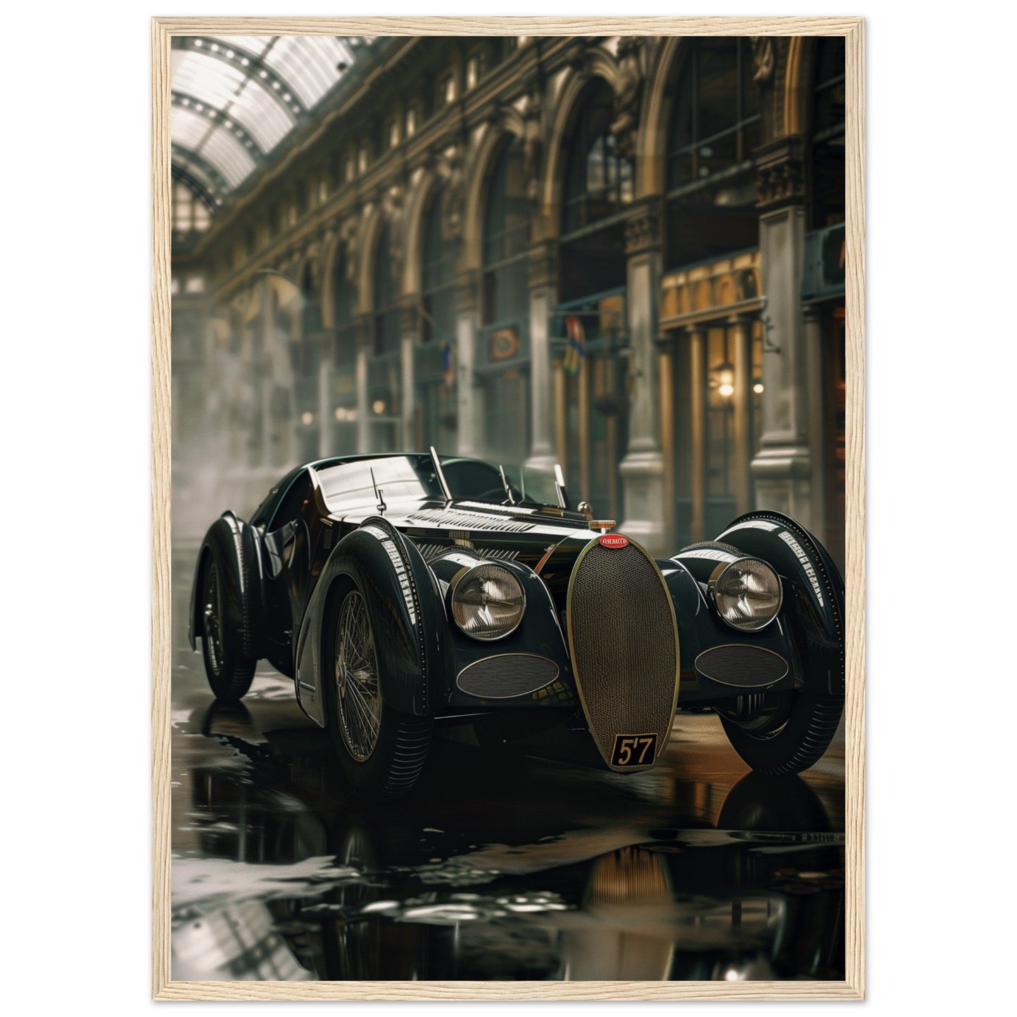 Affiche Voiture Ancienne ( 50x70-cm-Bois-clair)