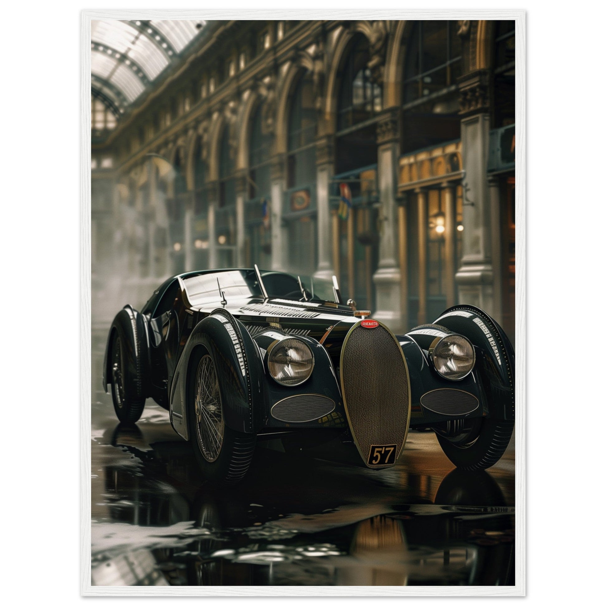 Affiche Voiture Ancienne ( 60x80-cm-Bois-blanc)