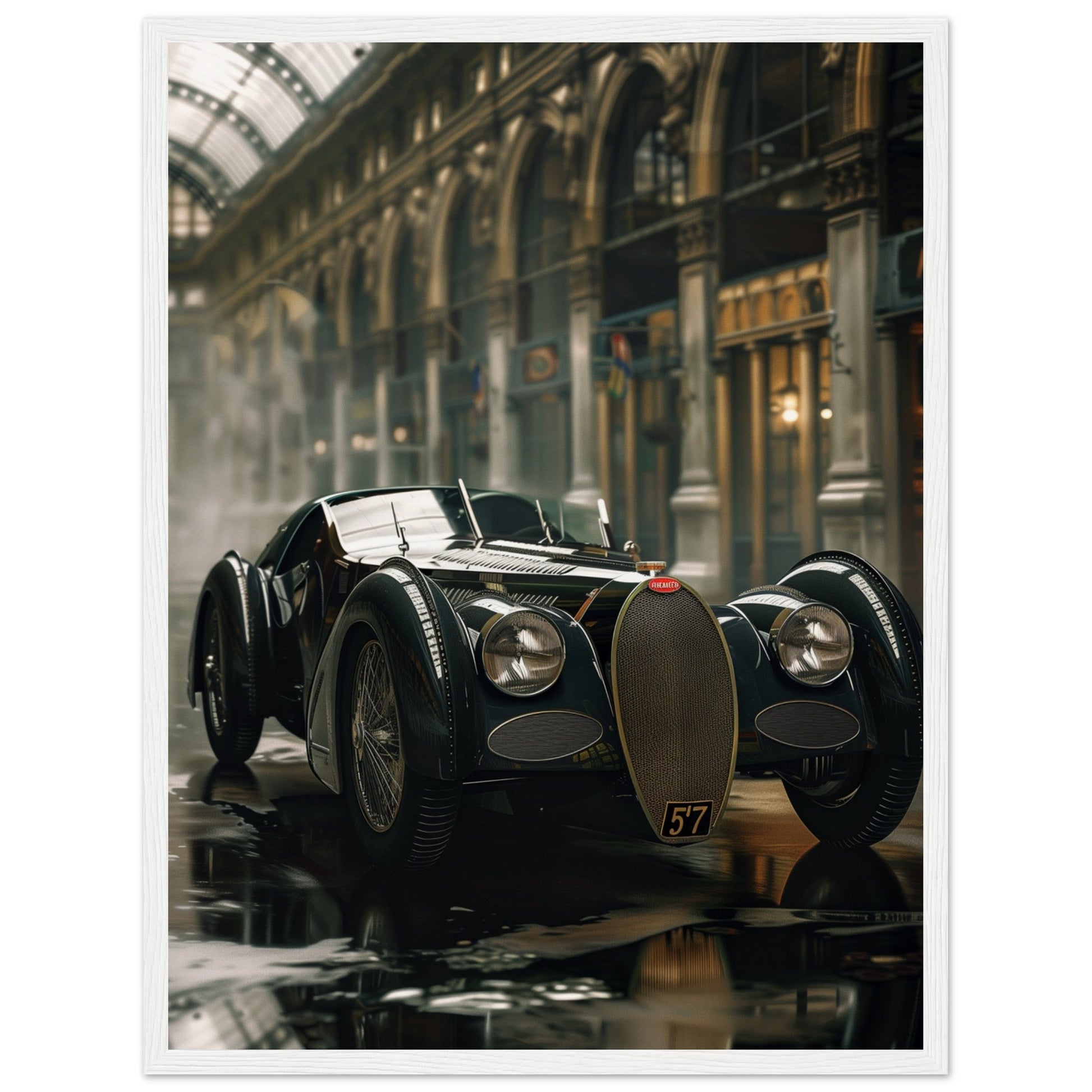 Affiche Voiture Ancienne ( 45x60-cm-Bois-blanc)