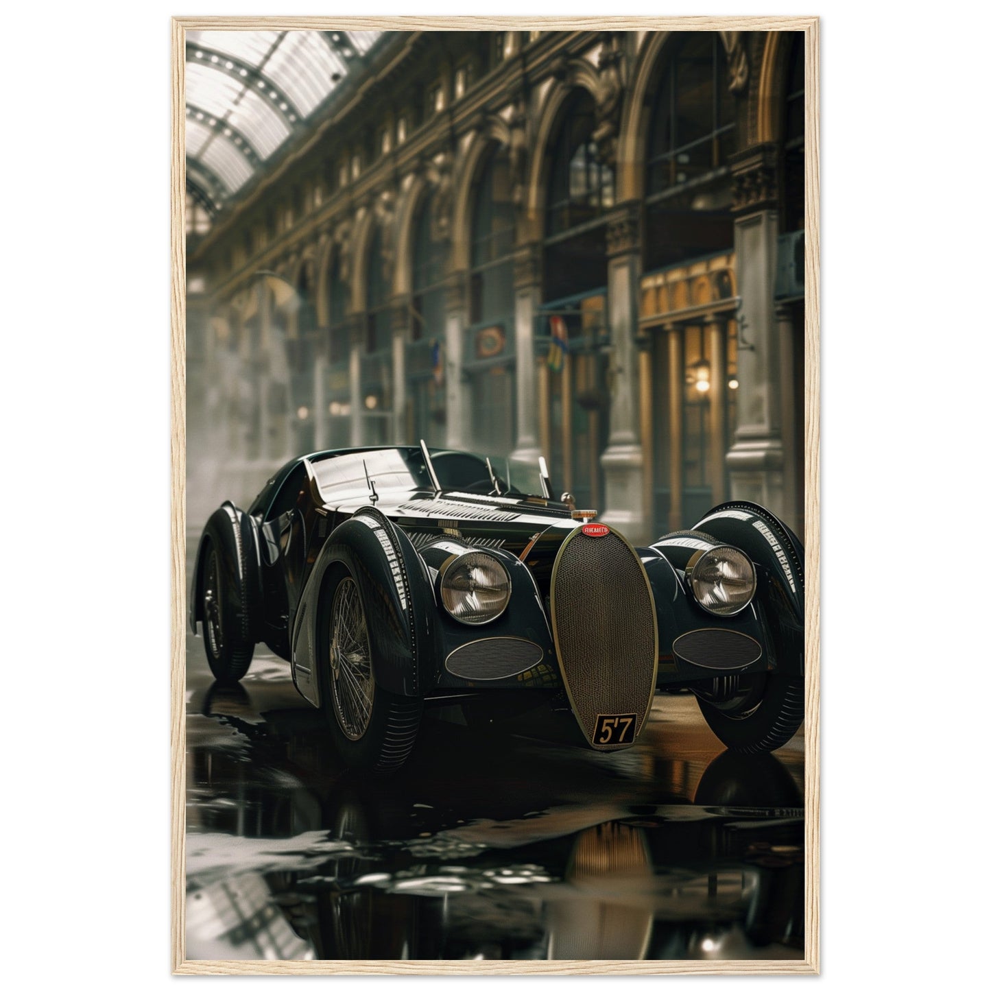 Affiche Voiture Ancienne ( 60x90-cm-Bois-clair)