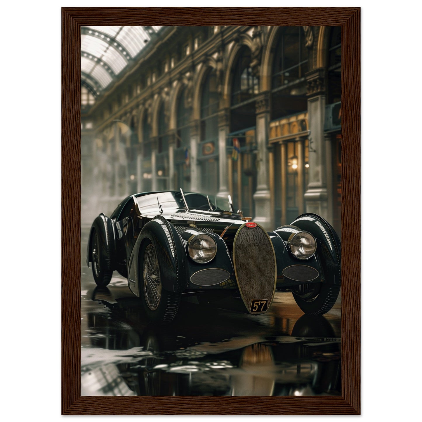 Affiche Voiture Ancienne ( 21x29.7-cm-Bois-foncé)