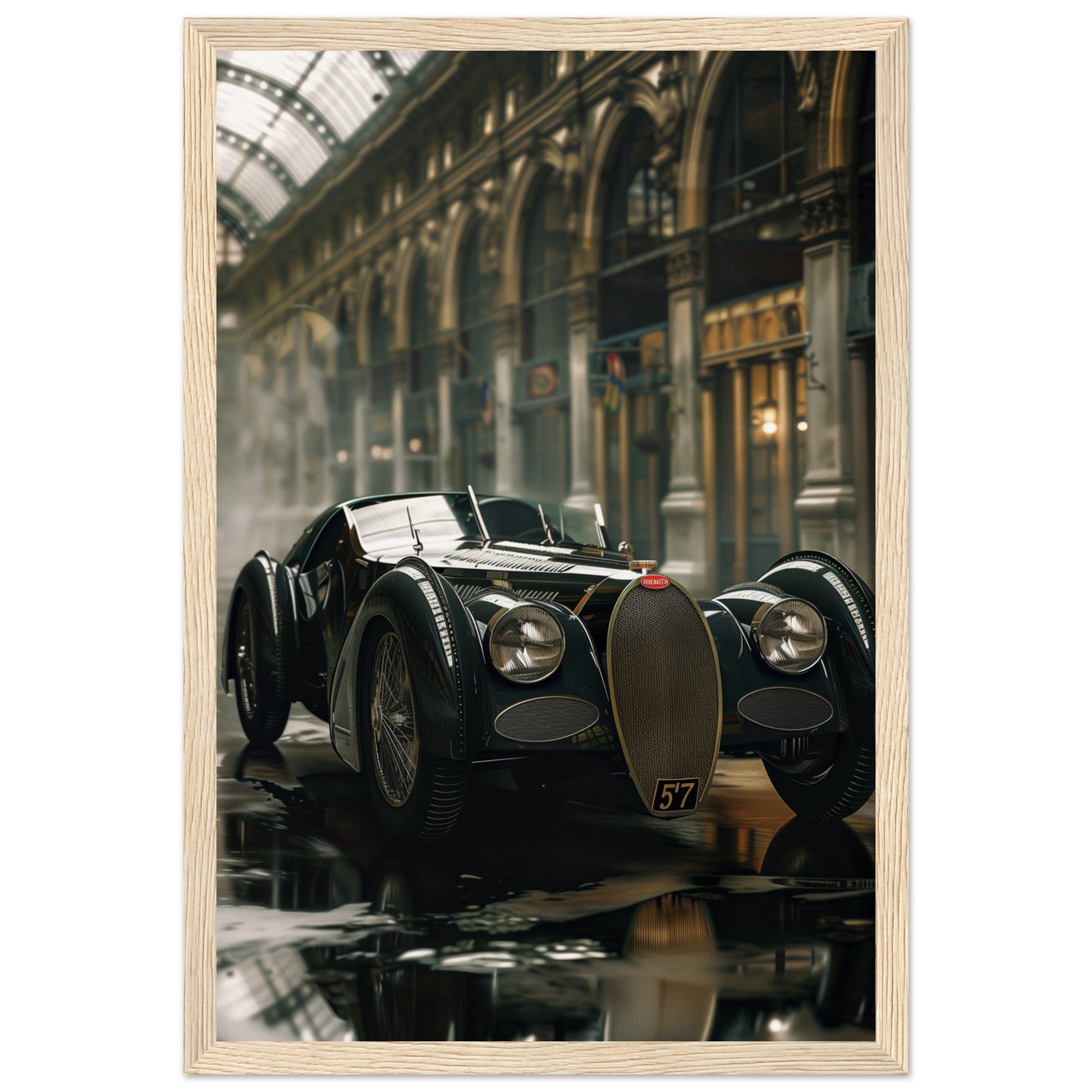 Affiche Voiture Ancienne ( 30x45-cm-Bois-clair)