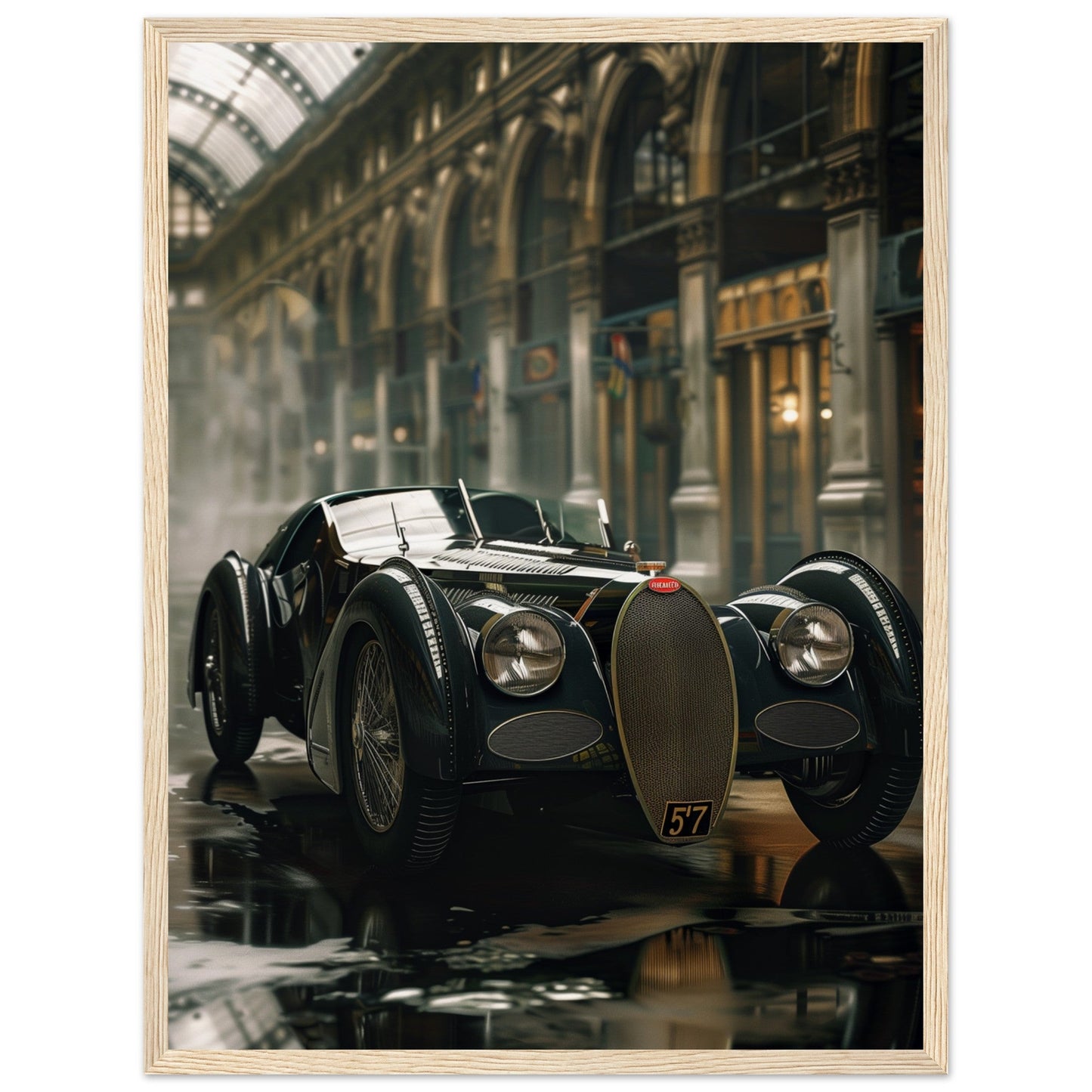 Affiche Voiture Ancienne ( 45x60-cm-Bois-clair)