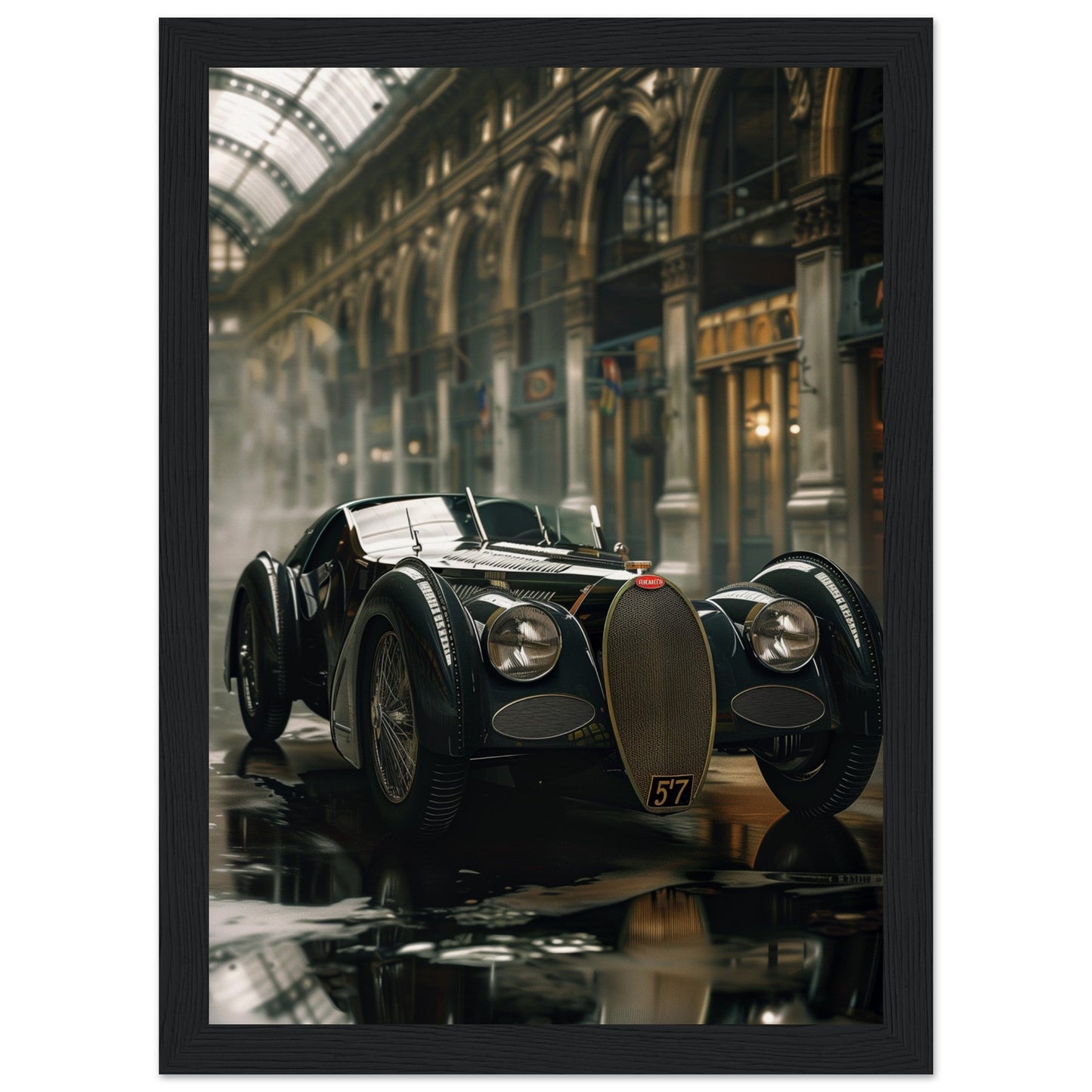 Affiche Voiture Ancienne ( 21x29.7-cm-Bois-noir)