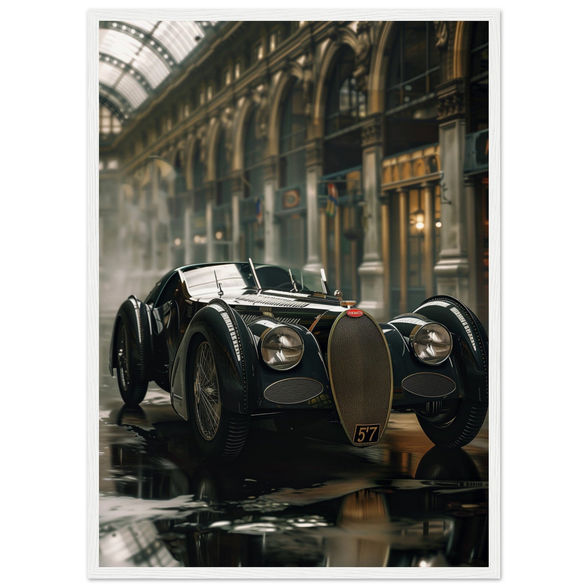 Affiche Voiture Ancienne ( 50x70-cm-Bois-blanc)