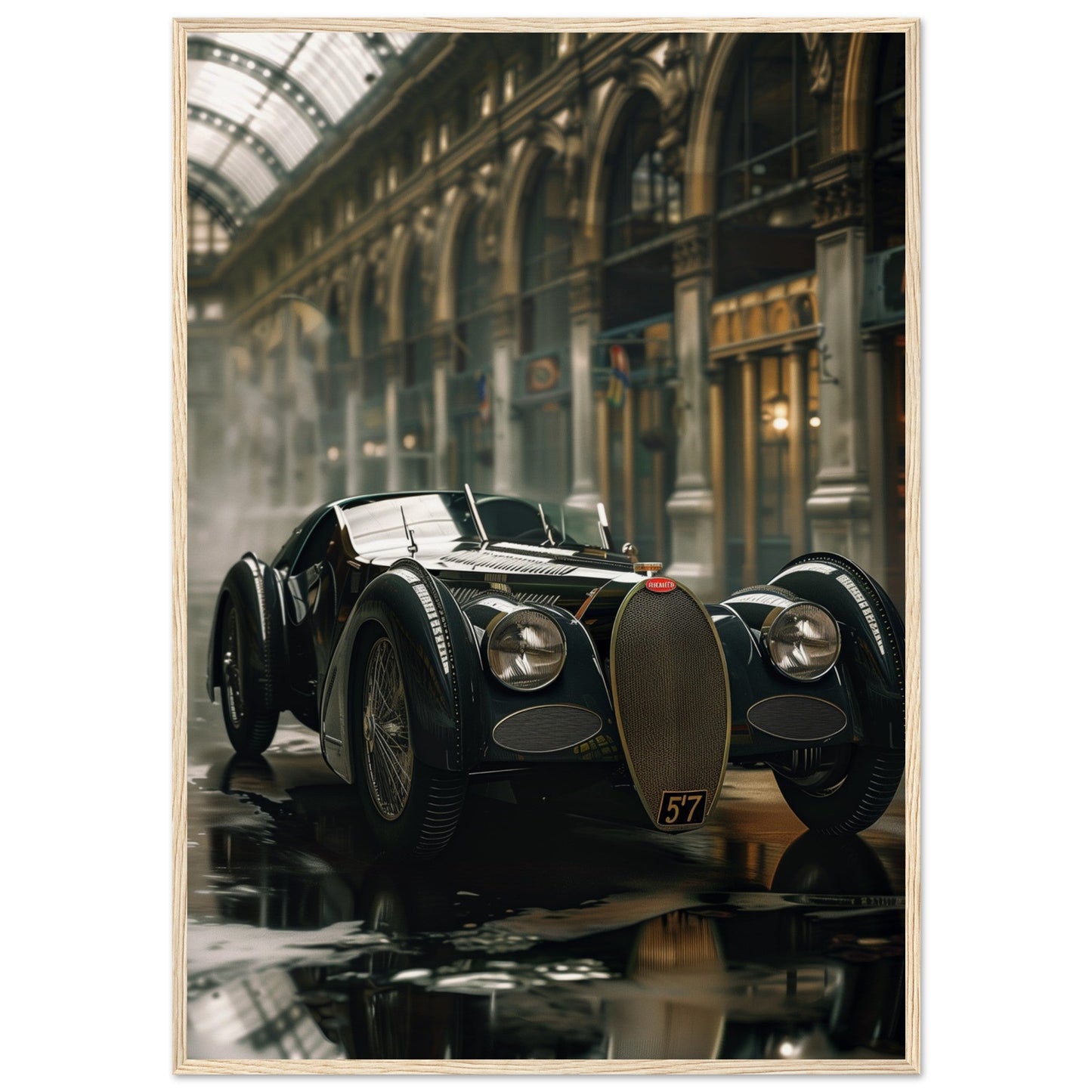 Affiche Voiture Ancienne ( 70x100-cm-Bois-clair)