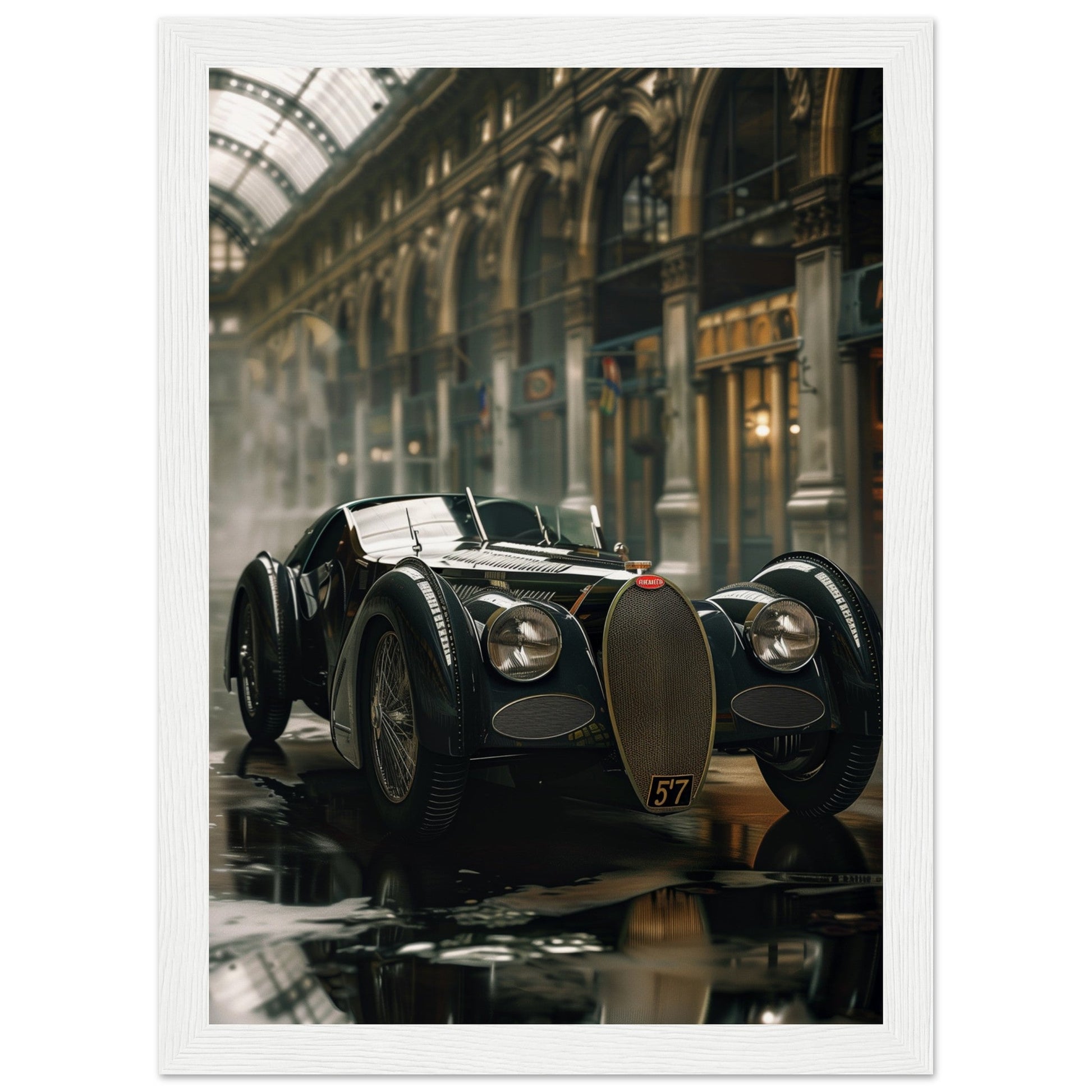 Affiche Voiture Ancienne ( 21x29.7-cm-Bois-blanc)