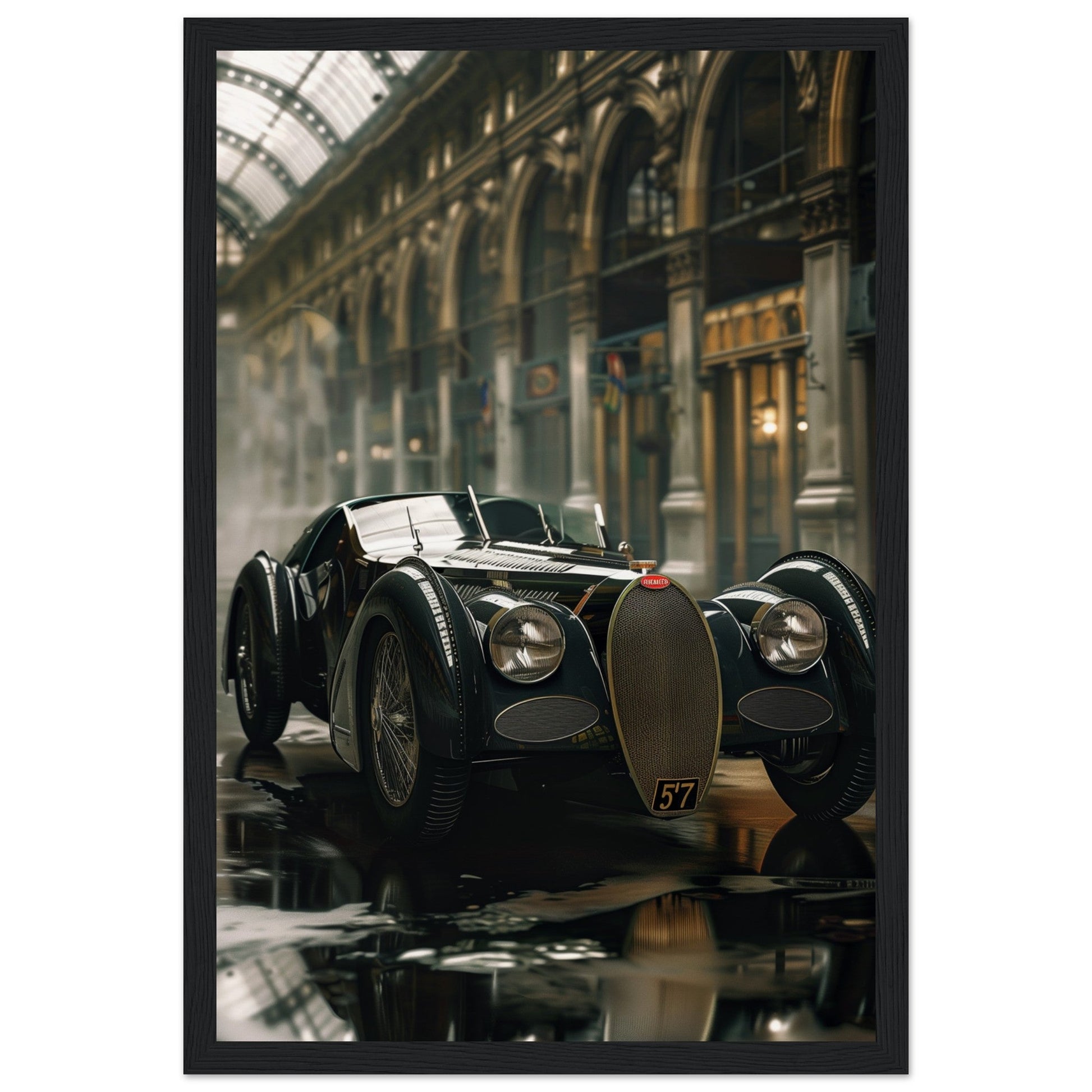 Affiche Voiture Ancienne ( 30x45-cm-Bois-noir)