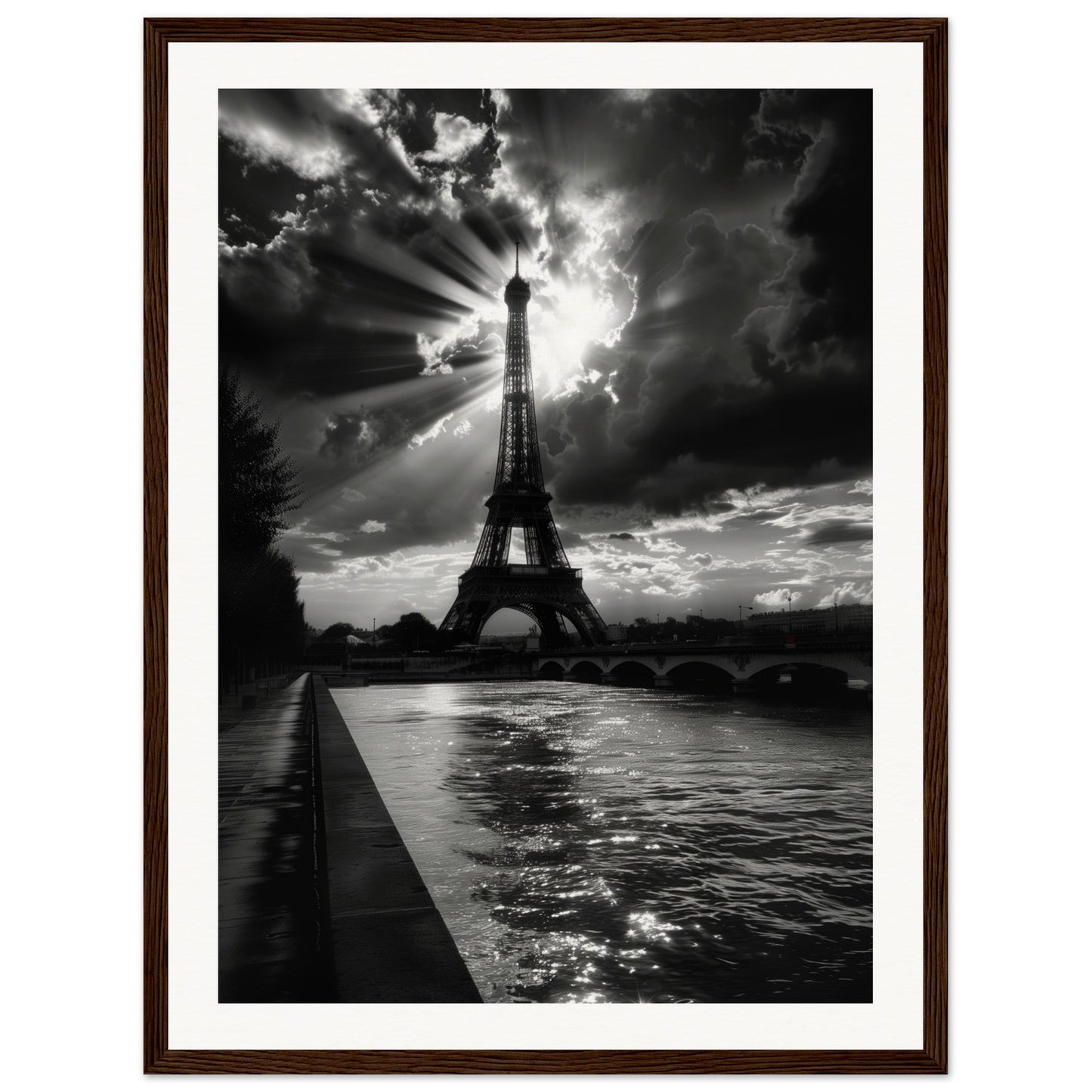 Affiche Voyage Noir Et Blanc ( 45x60-cm-Bois-foncé)