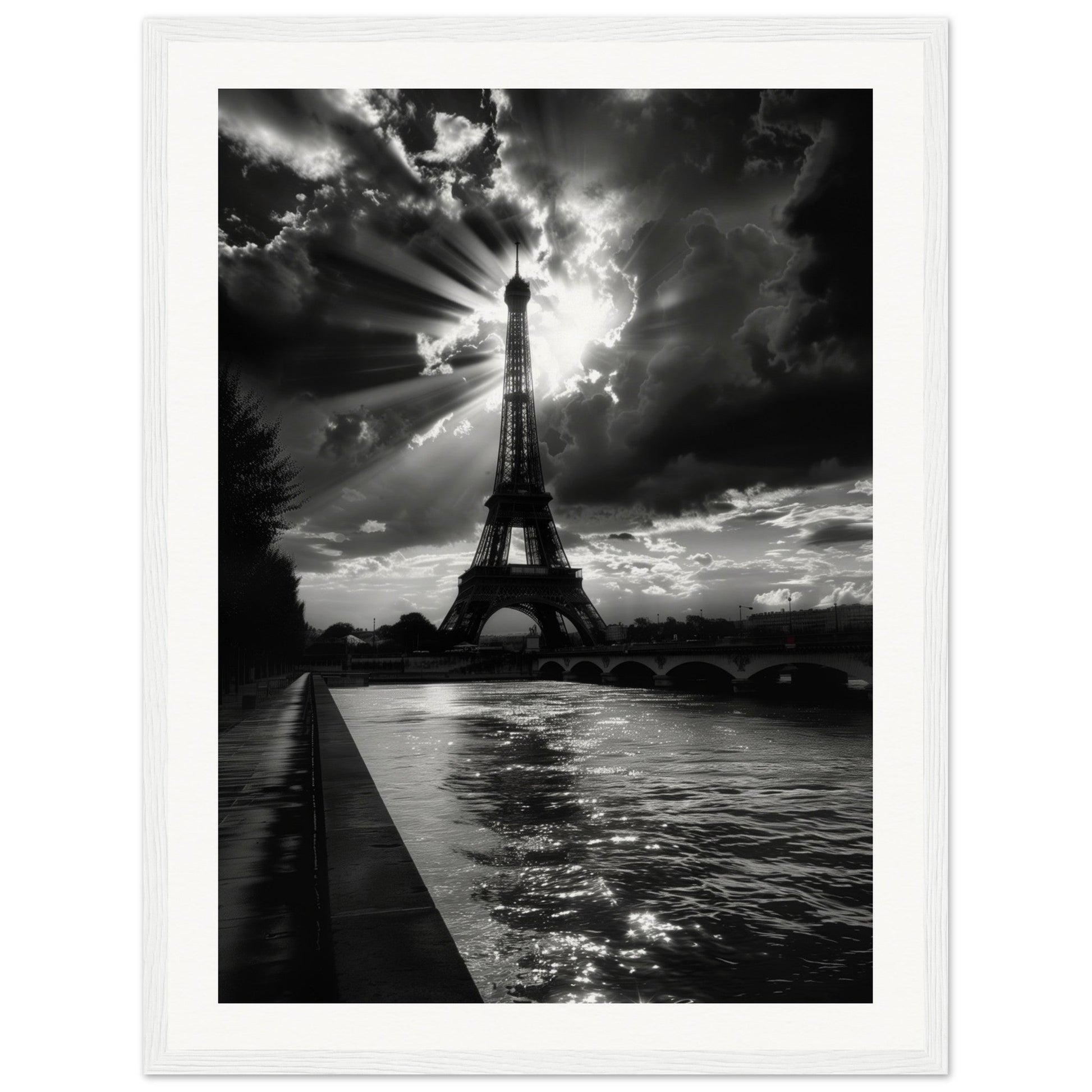 Affiche Voyage Noir Et Blanc ( 45x60-cm-Bois-blanc)