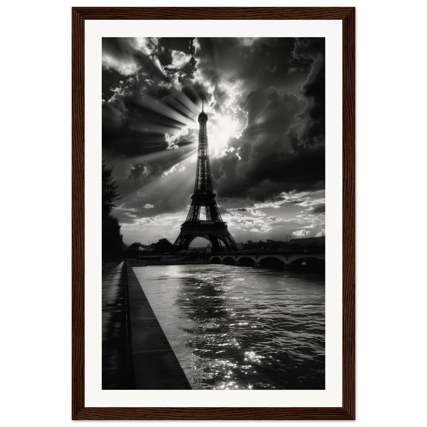 Affiche Voyage Noir Et Blanc ( 30x45-cm-Bois-foncé)