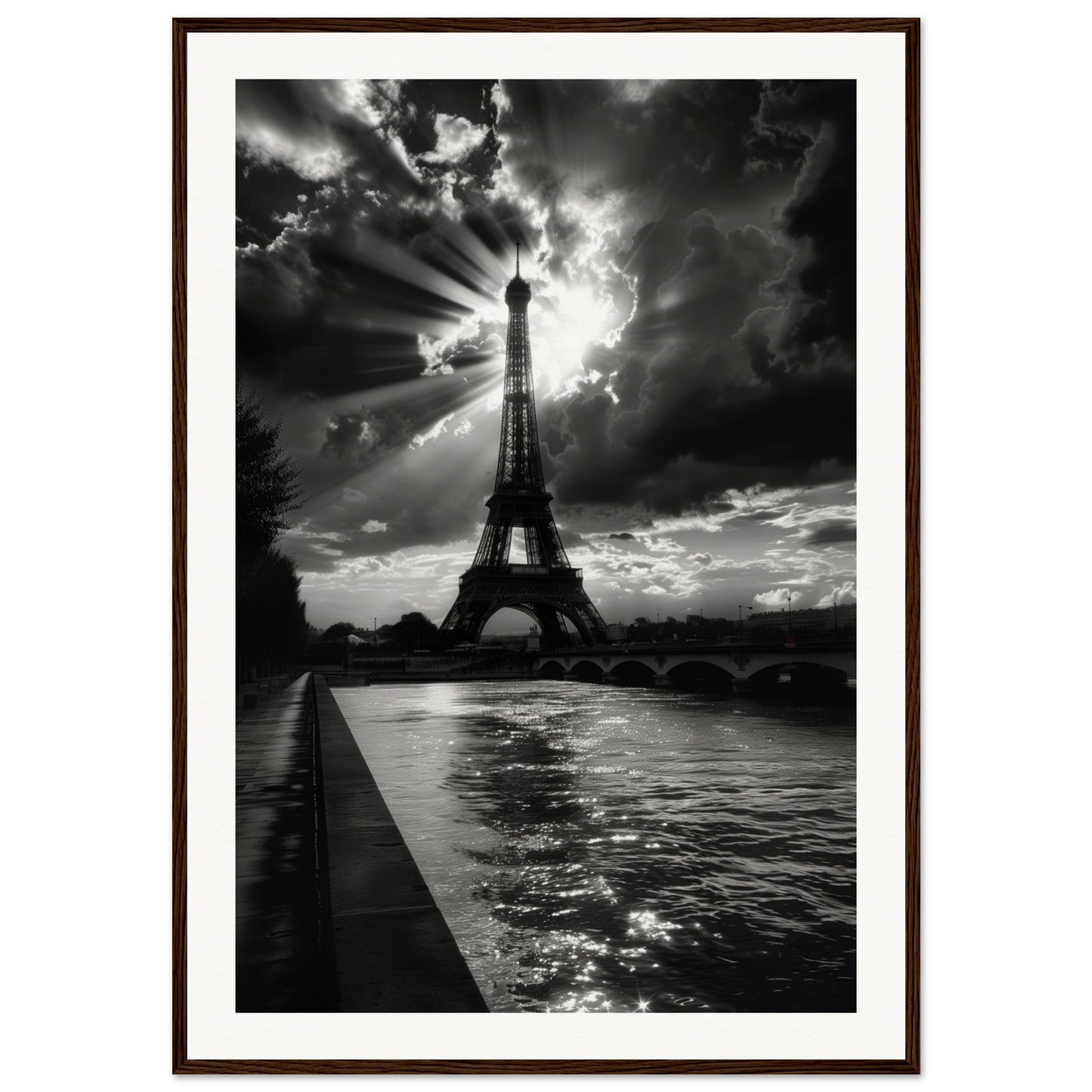 Affiche Voyage Noir Et Blanc ( 70x100-cm-Bois-foncé)