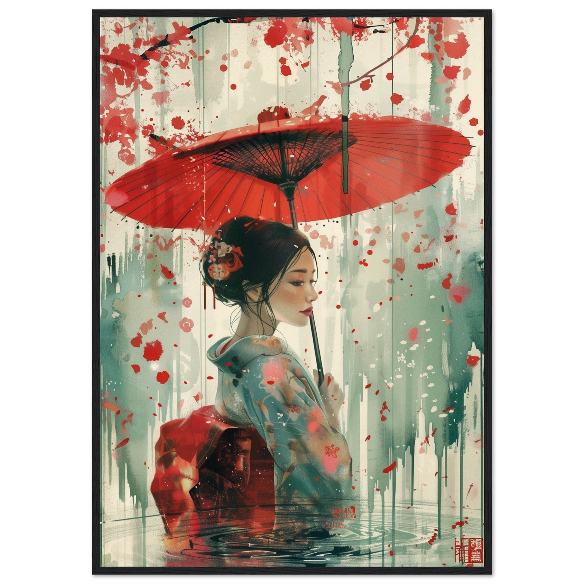 Affiche d'Art Japonais ( 70x100-cm-Bois-noir)