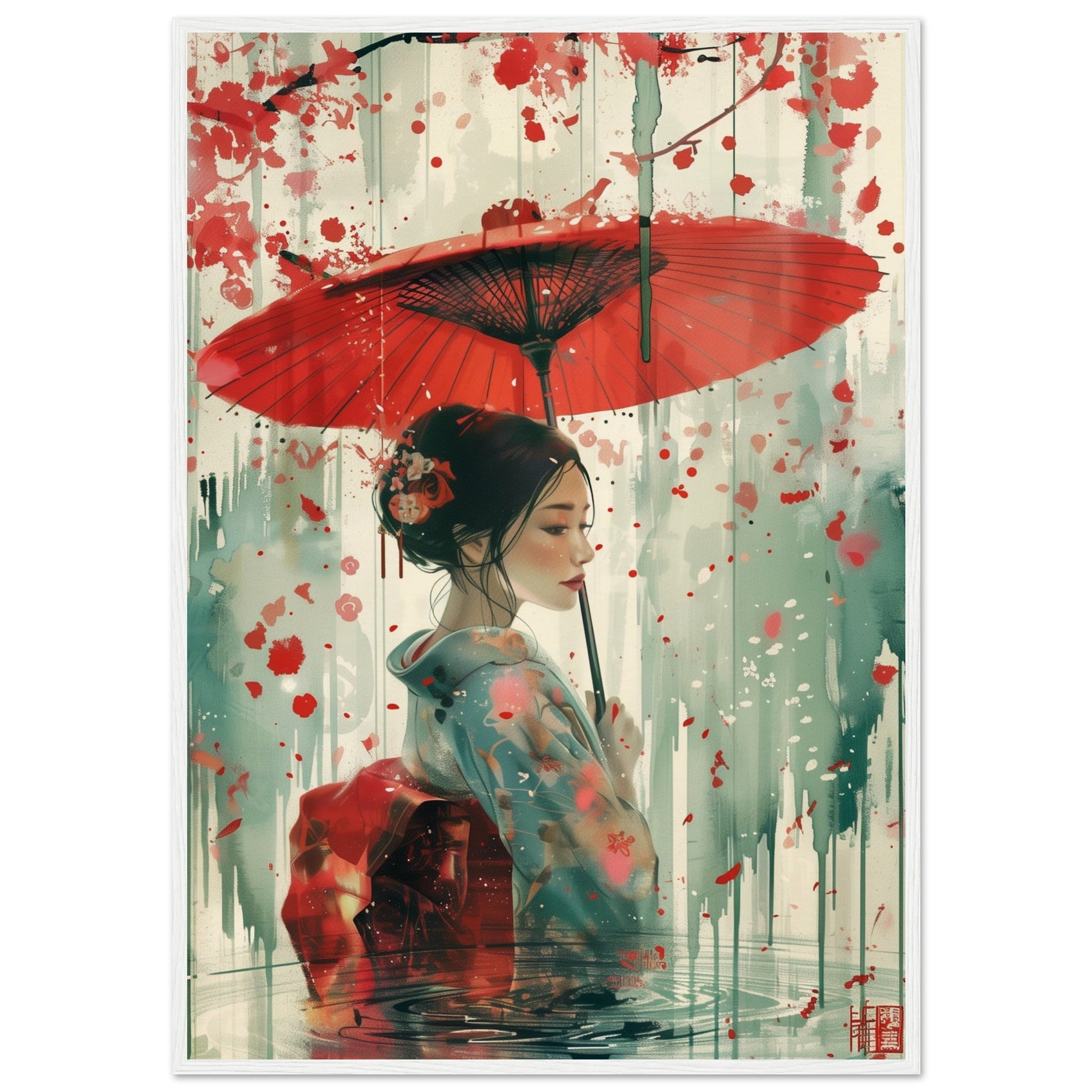 Affiche d'Art Japonais ( 70x100-cm-Bois-blanc)