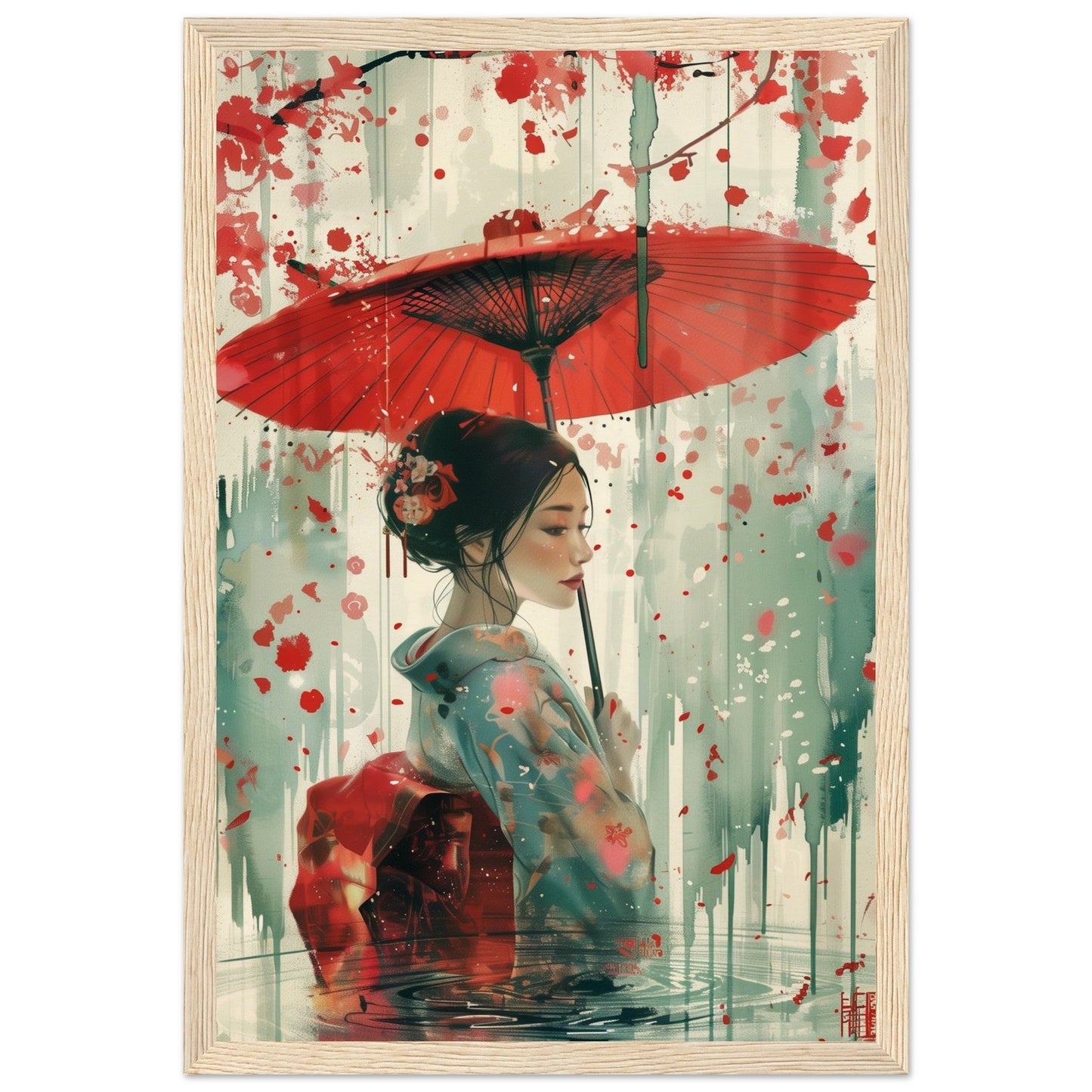 Affiche d'Art Japonais ( 30x45-cm-Bois-clair)