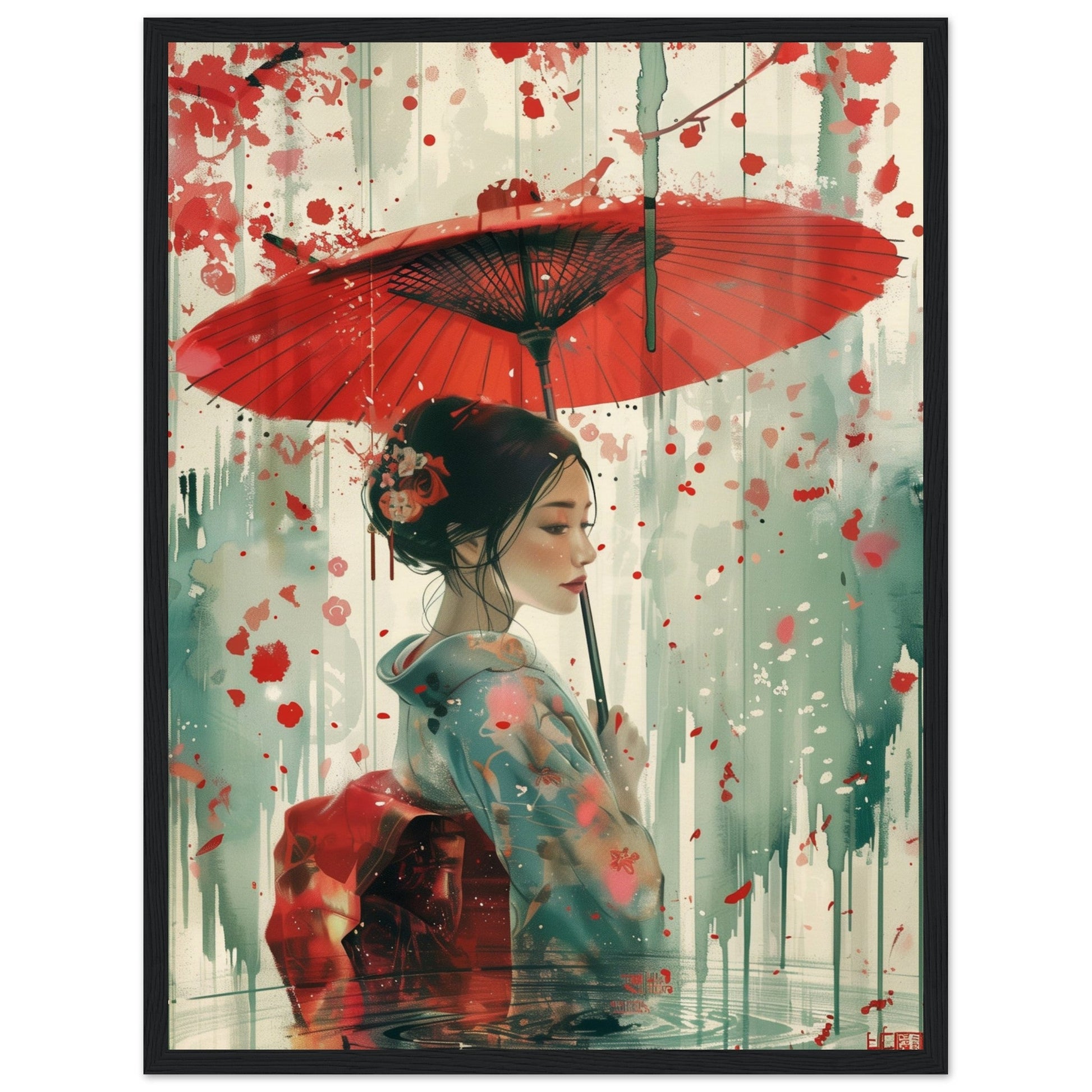 Affiche d'Art Japonais ( 45x60-cm-Bois-noir)