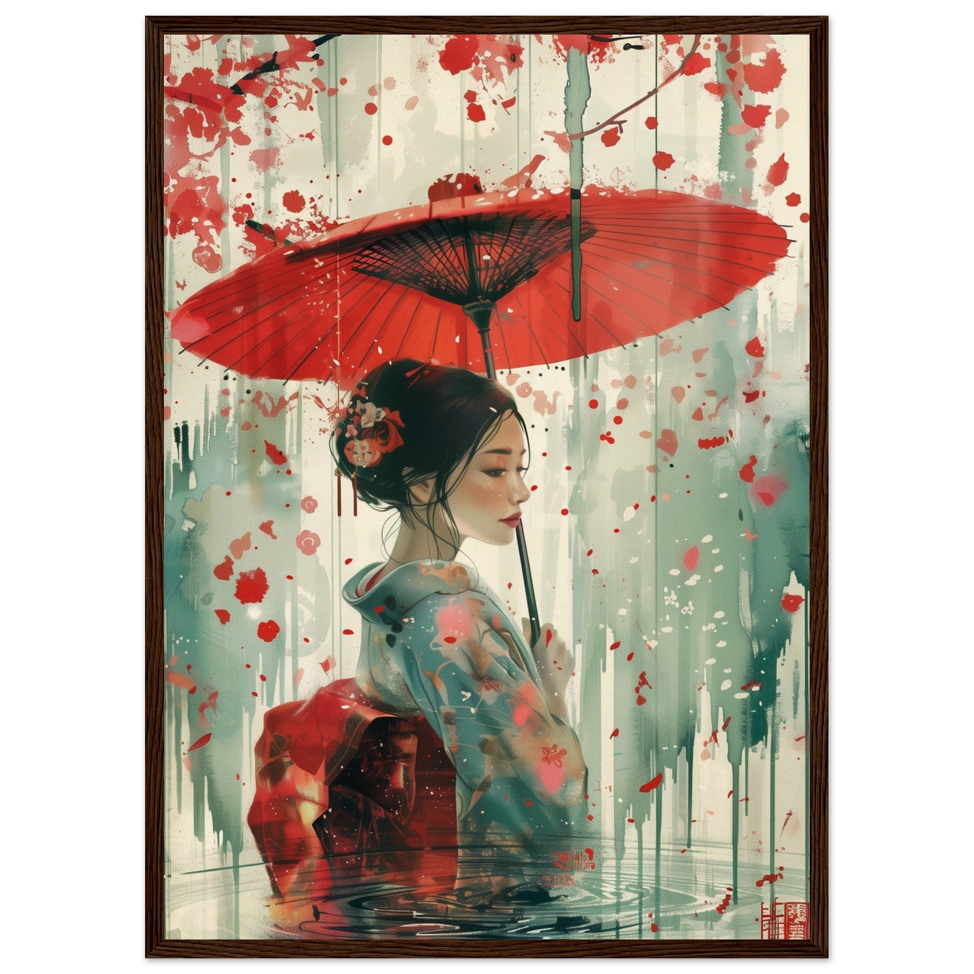 Affiche d'Art Japonais ( 50x70-cm-Bois-foncé)