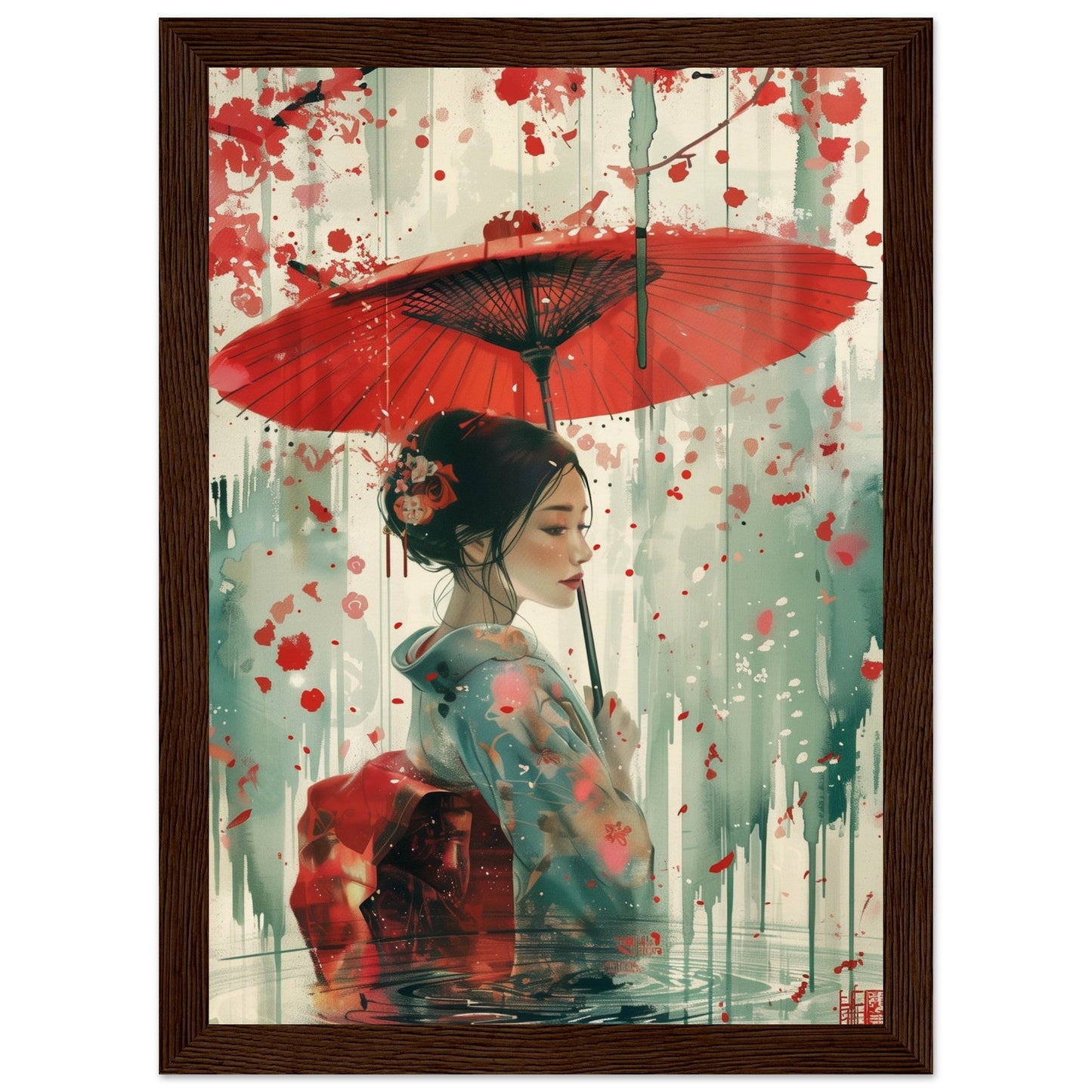 Affiche d'Art Japonais ( 21x29.7-cm-Bois-foncé)