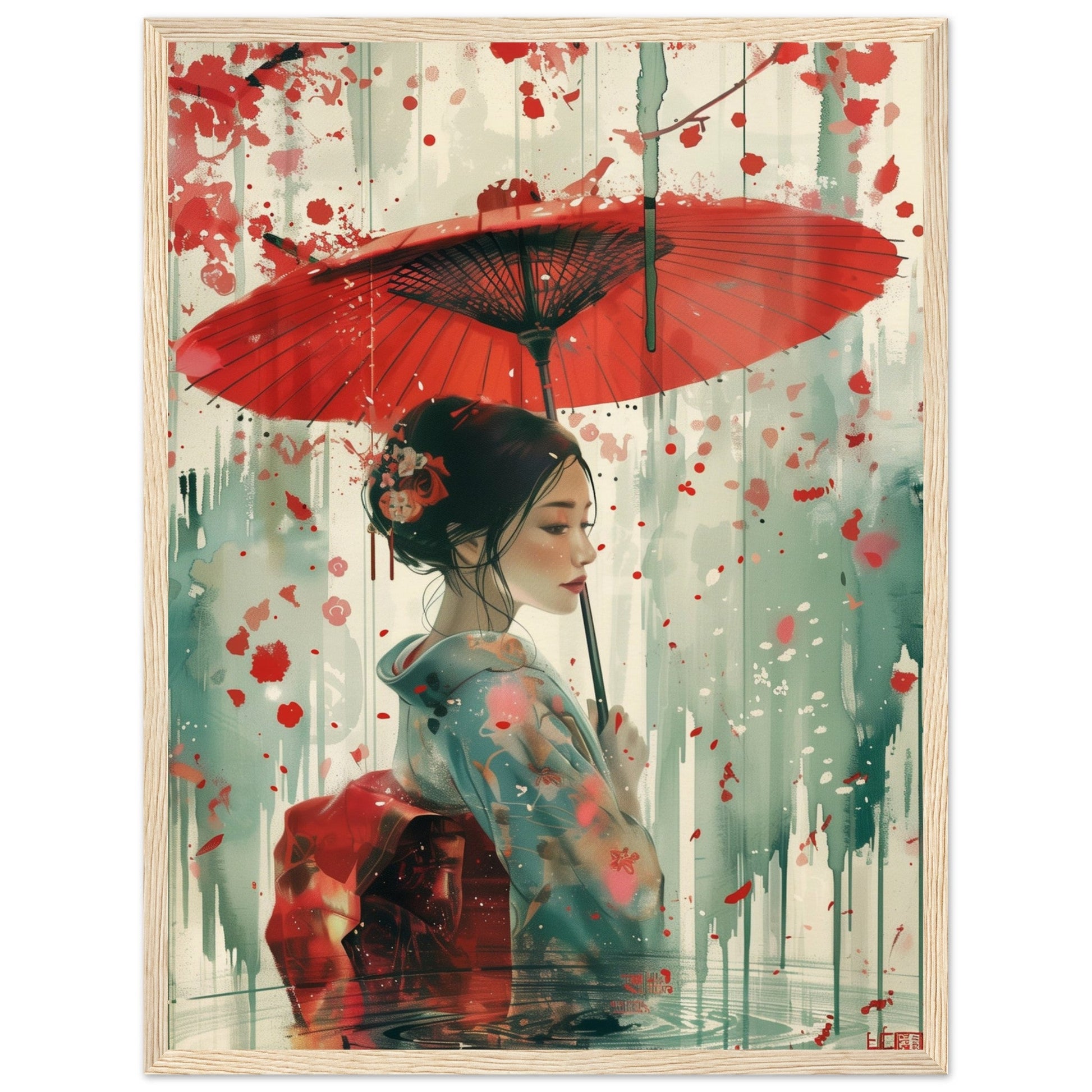 Affiche d'Art Japonais ( 45x60-cm-Bois-clair)