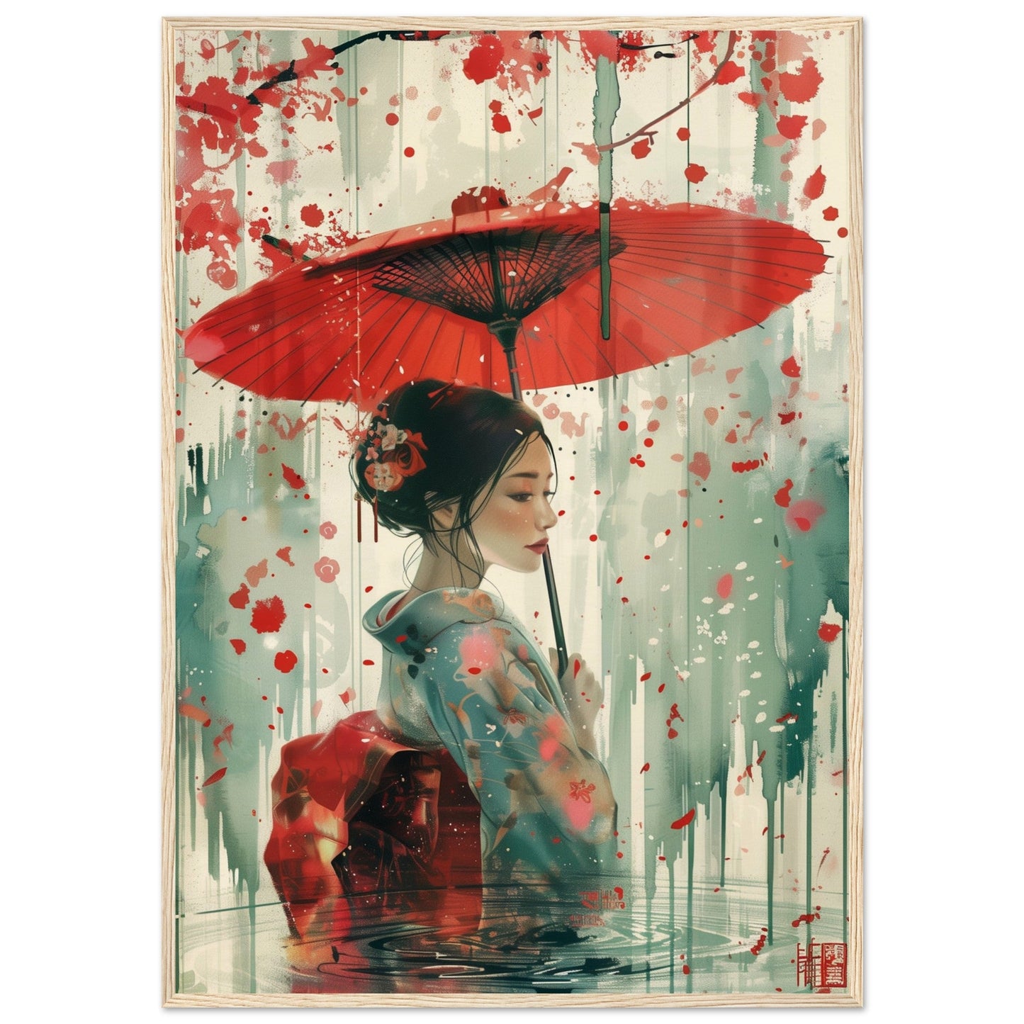 Affiche d'Art Japonais ( 70x100-cm-Bois-clair)